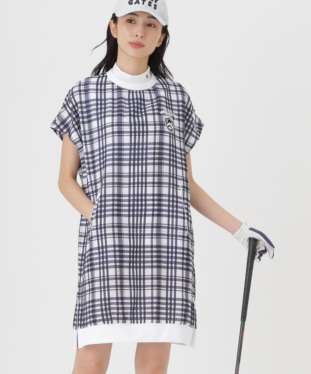 4WAY高通気Wovenフレンチワンピース <チェック柄> (WOMENS)