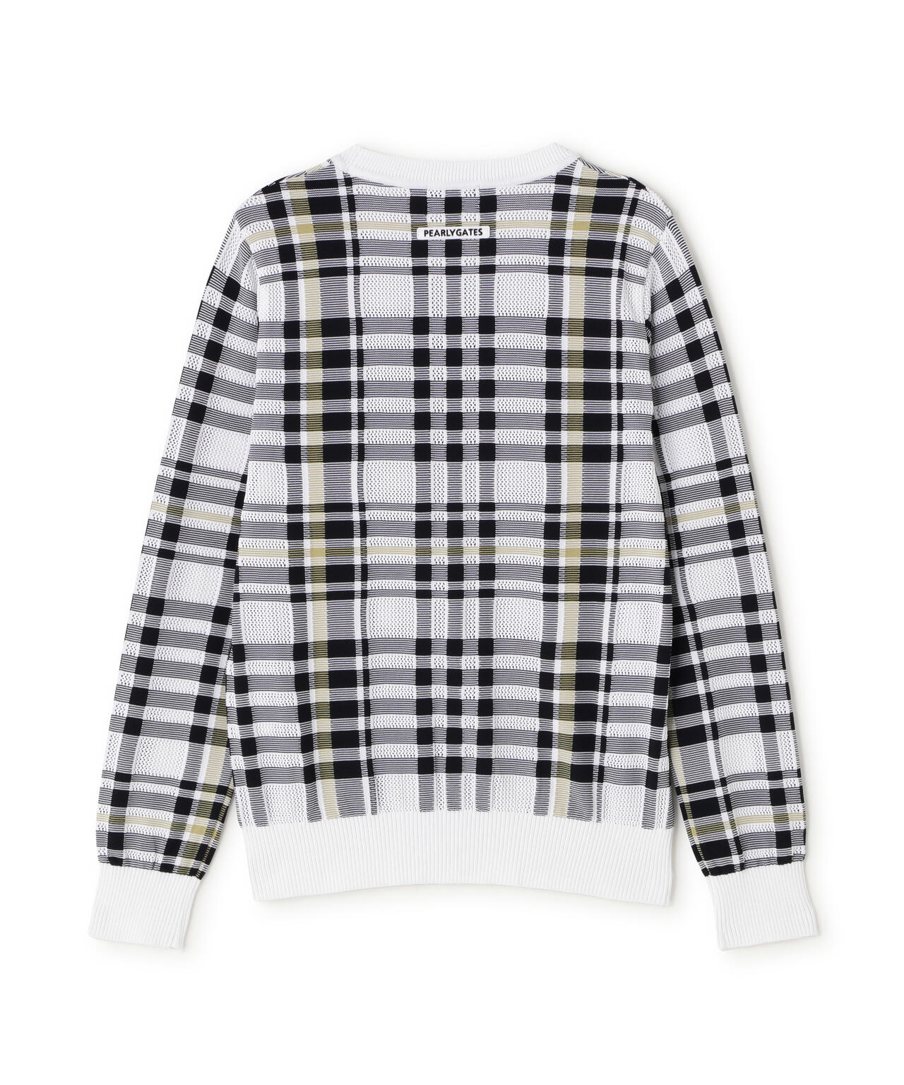 14Gメッシュクルーネックニットプルオーバー <チェック柄> (WOMENS)