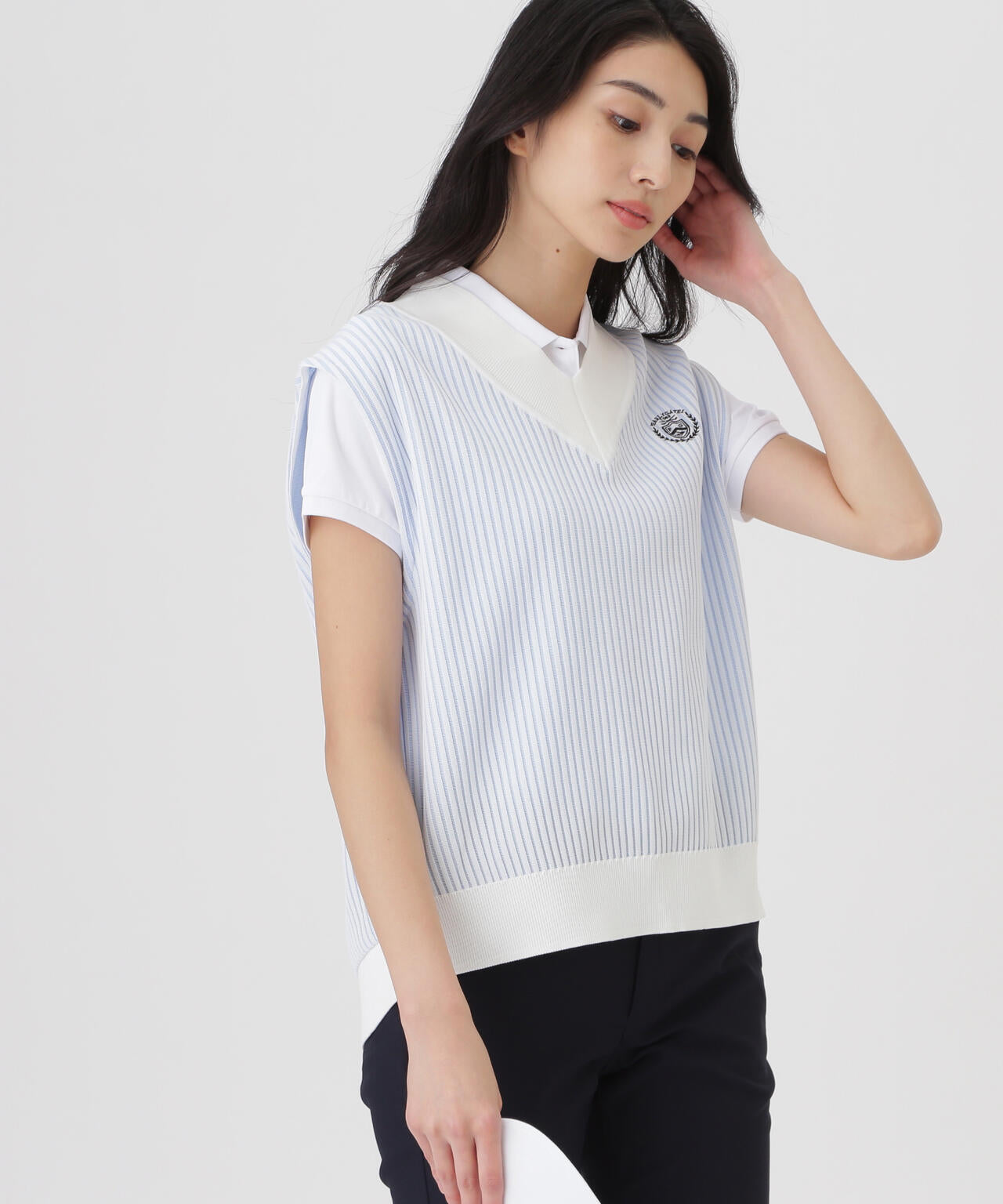 14GWJQ針抜きVネックニットベスト (WOMENS)