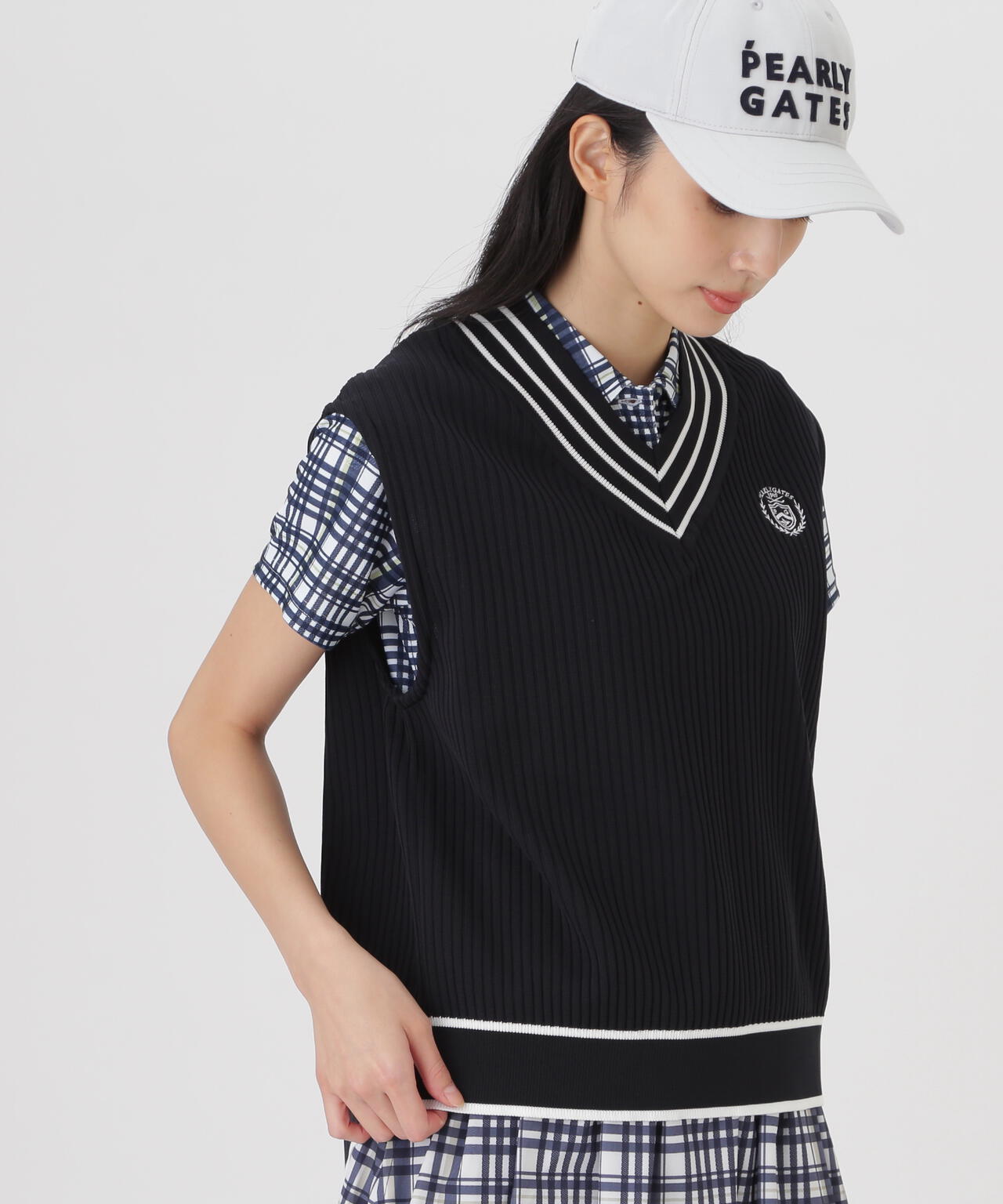 14GWJQ針抜きVネックニットベスト (WOMENS)