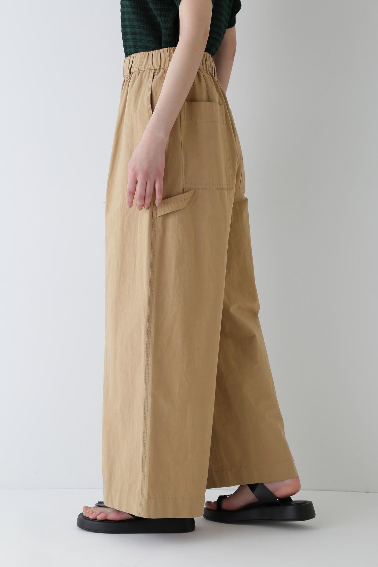 【WEB限定カラー】綿麻ウェザー近江晒ワイドパンツ