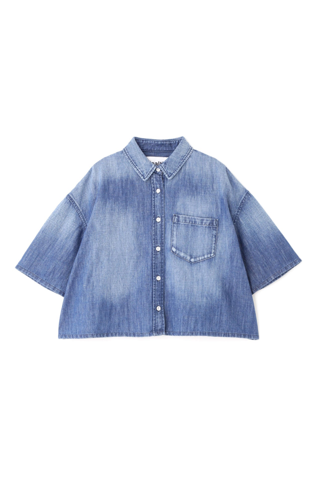 【Healthy DENIMコラボ】クロップド半袖デニムブラウス