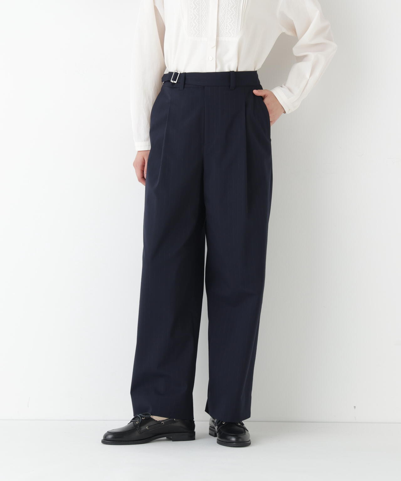 TRチェックタックワイドテーパードパンツ