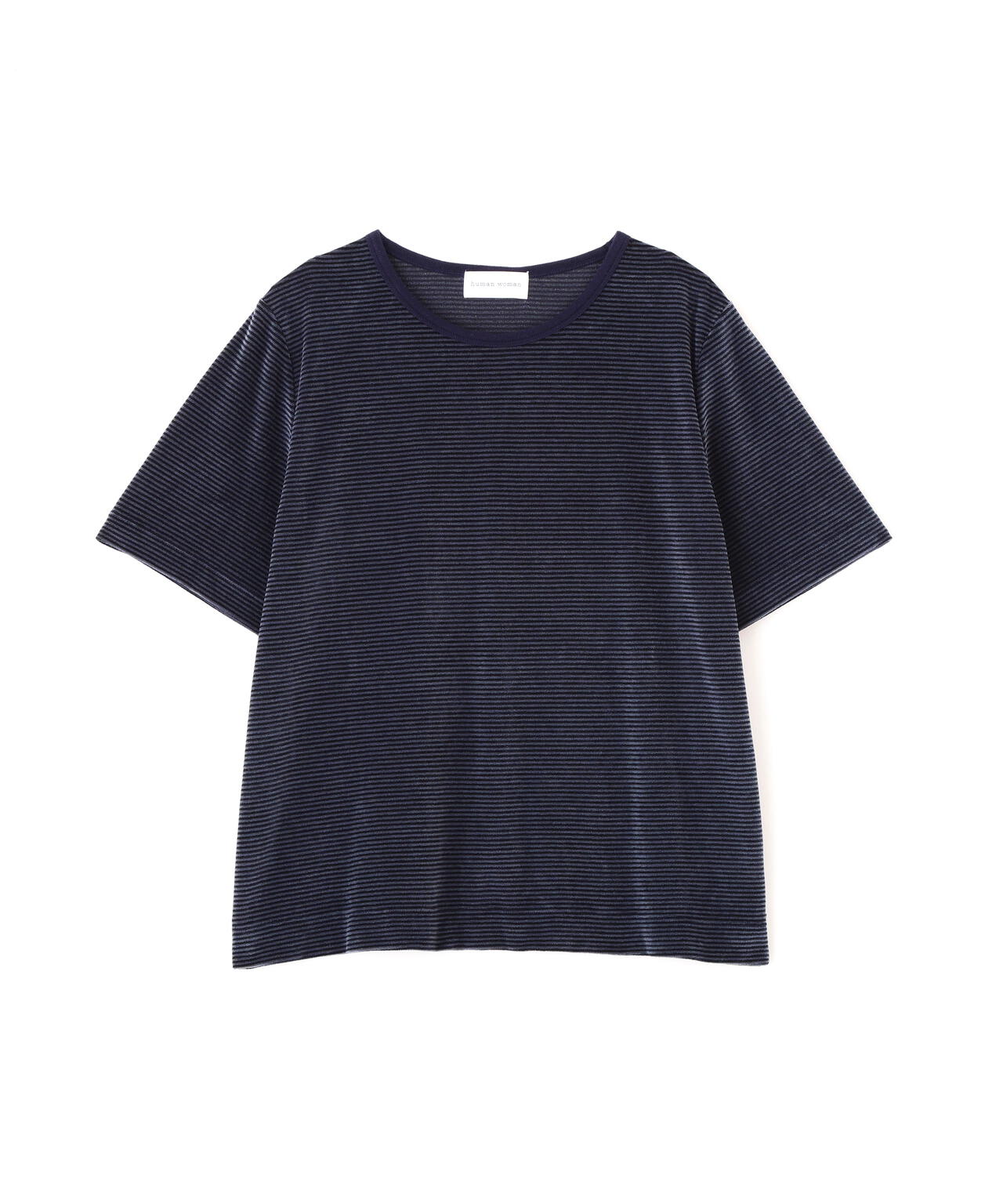 《洗える》ベロアボーダーTシャツ