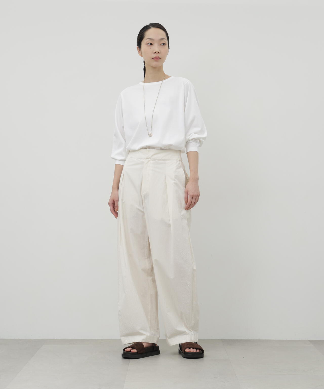《HIRAKIBA》スリーブ ソフトタッチコットン天竺九分袖Tシャツ