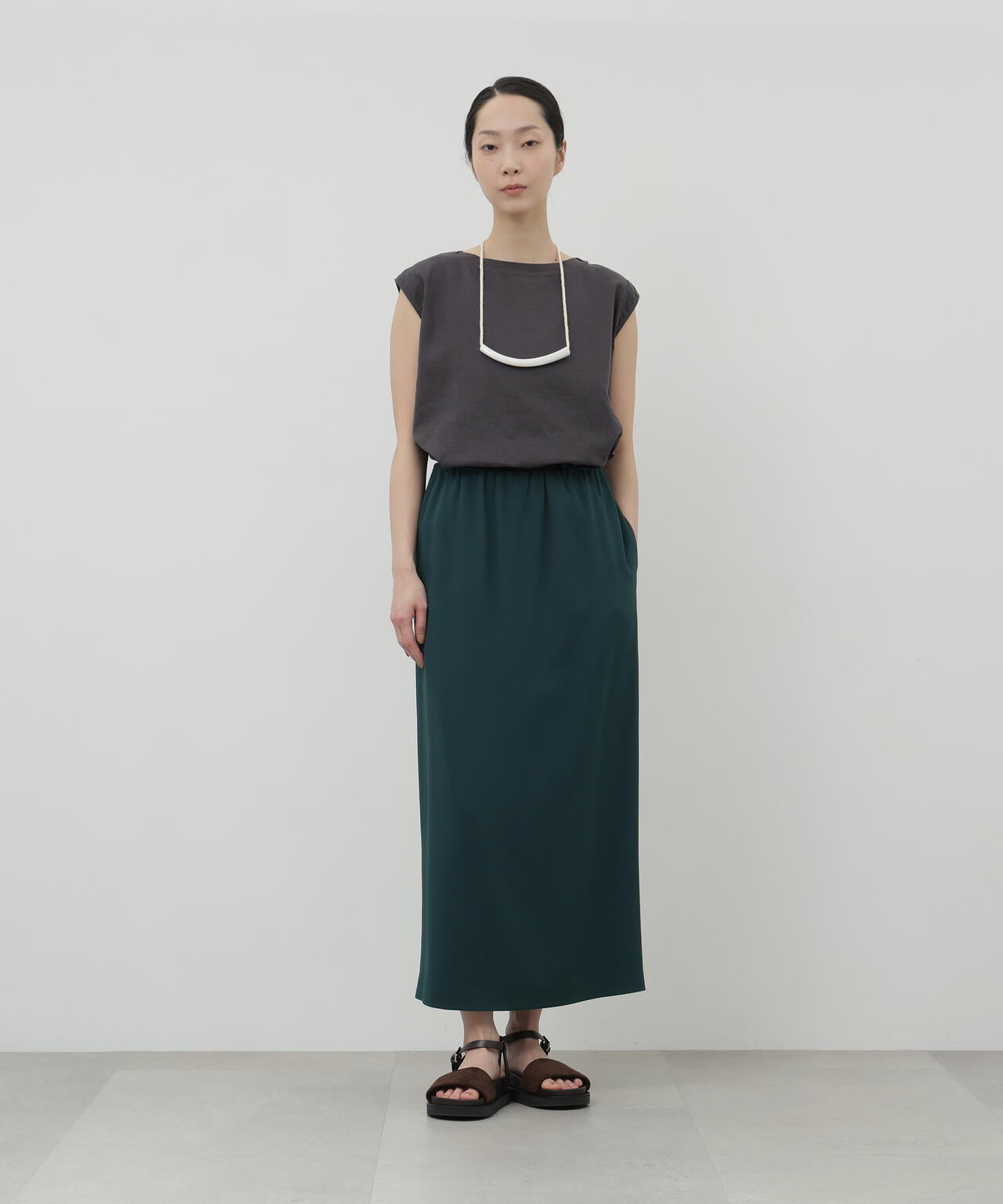 二重ガーゼノースリーブTシャツ