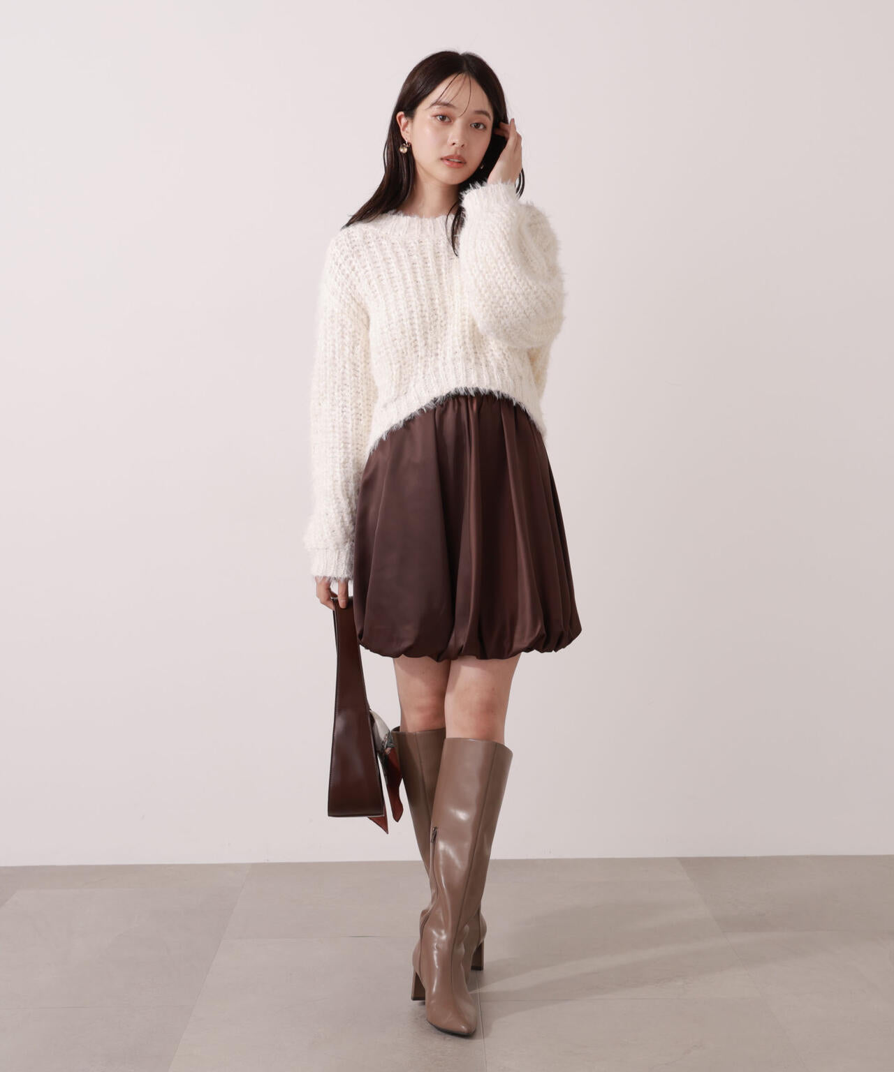 【青島心さん着用】<ウォッシャブル>バルーンミニスカート