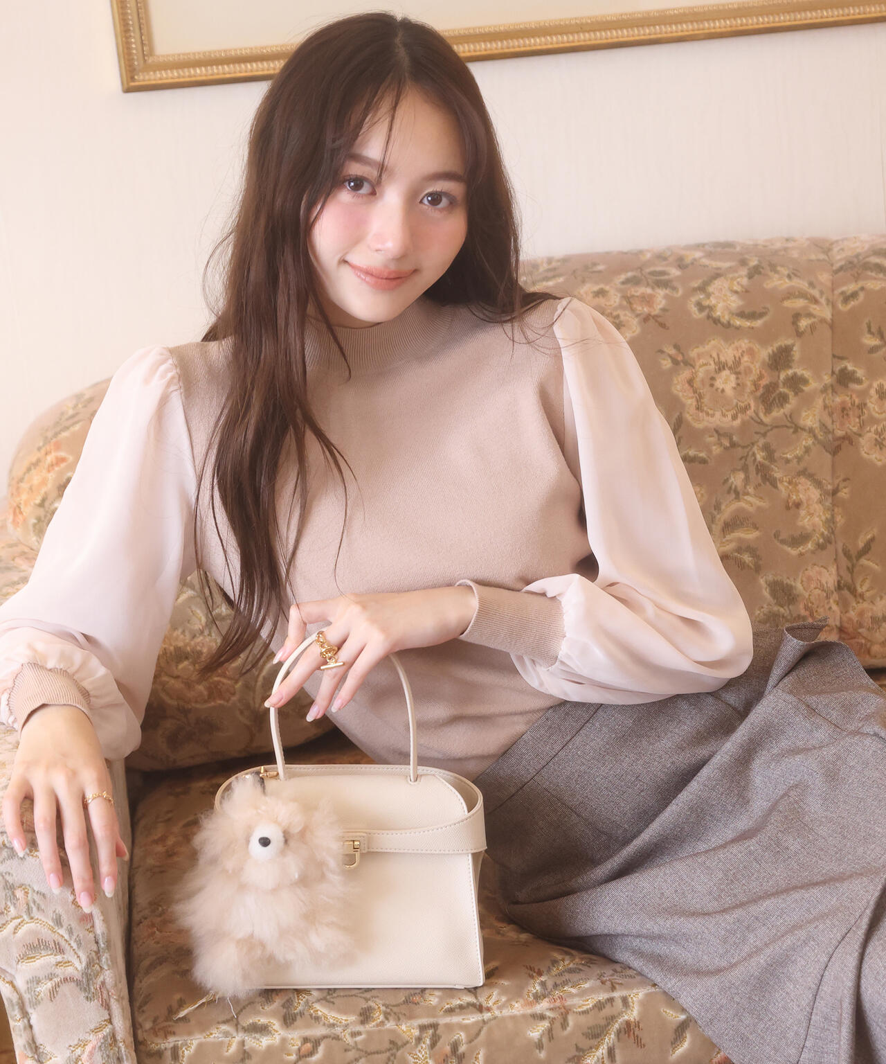 【加藤栞さん着用】シフォンスリーブニットトップス