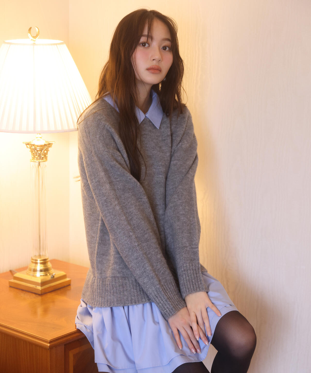 <加藤栞さん着用>《EDIT COLOGNE》レイヤードミニワンピース