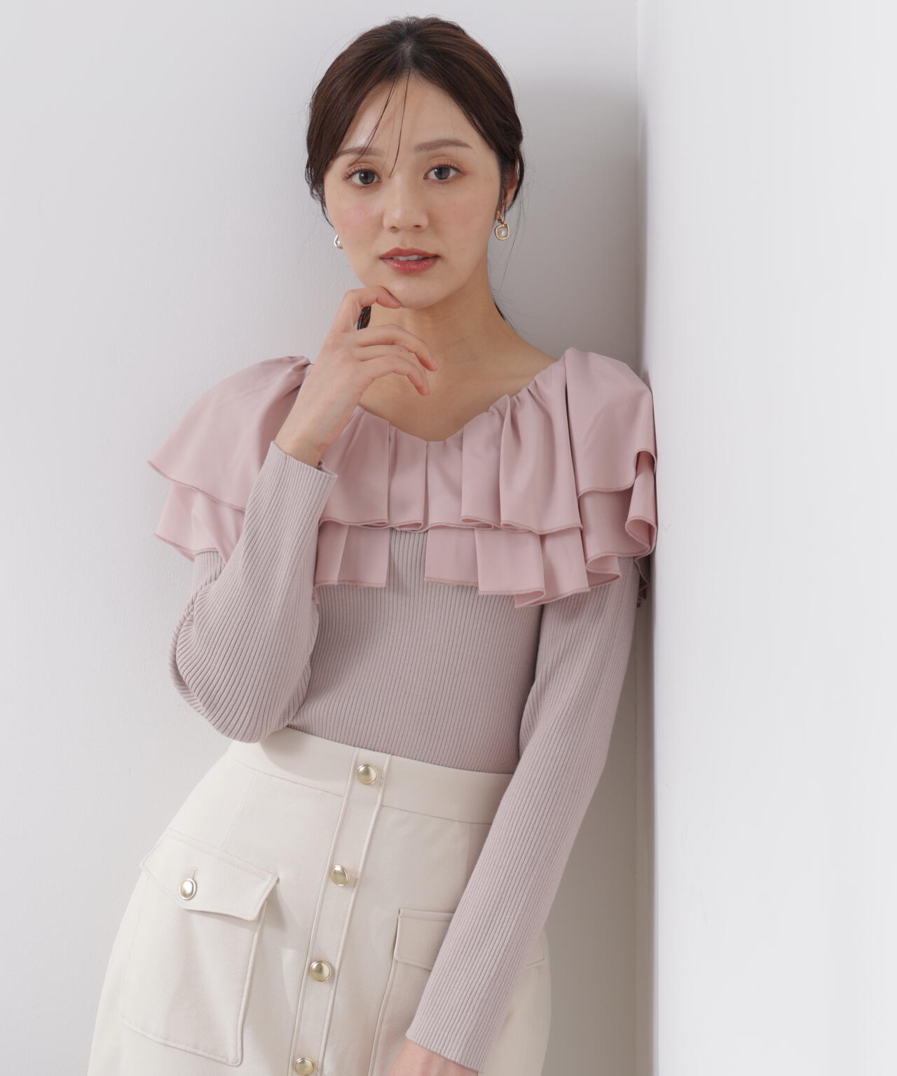 ボリュームラッフルニット【ピンク×ピンク:official site・一部店舗限定】