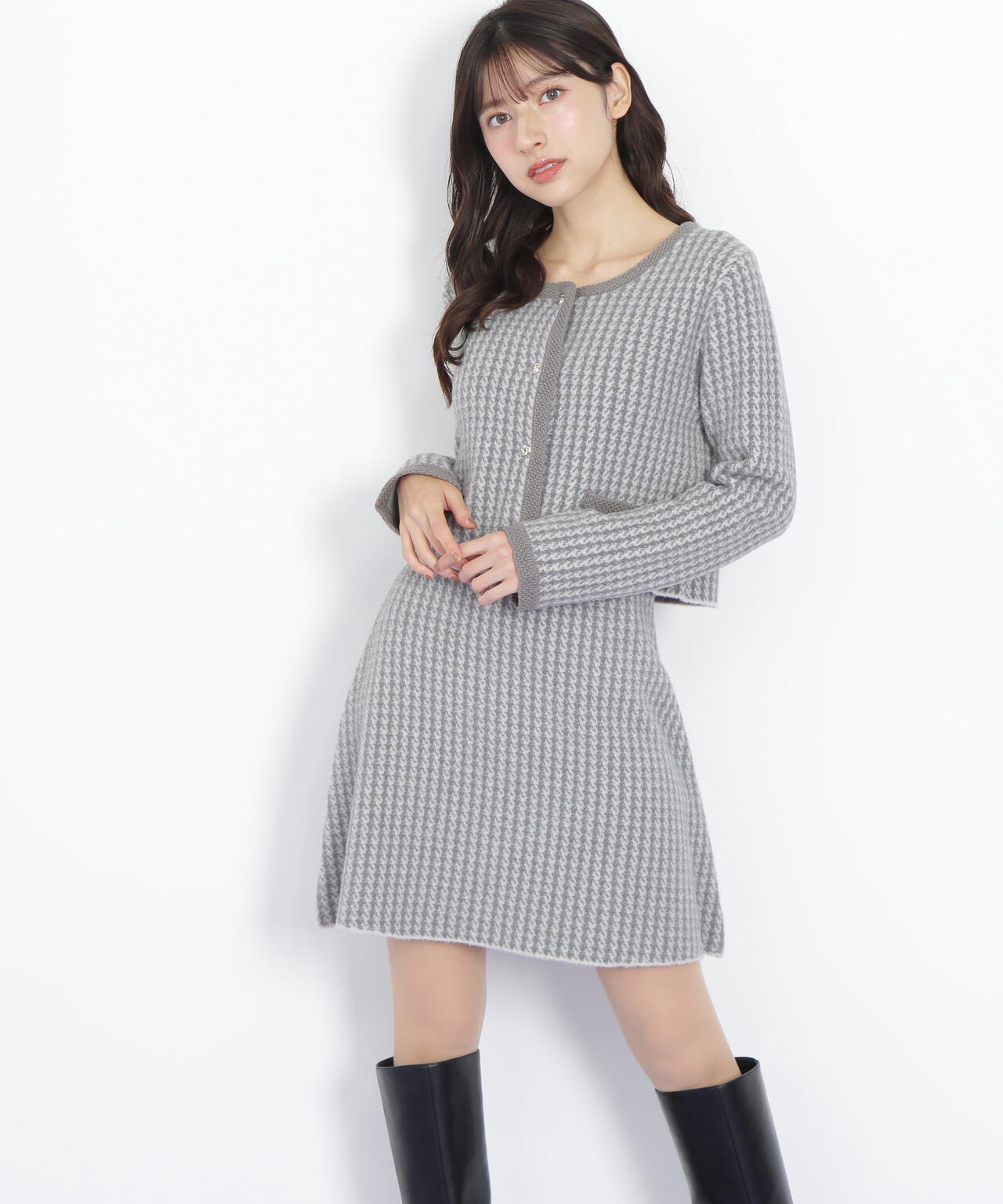 千鳥ジャガードニットセットアップ