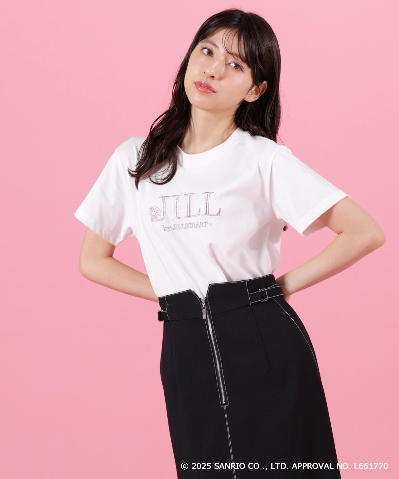 <マイメロディ&クロミコラボ>オーガニックコットン刺繍ロゴTシャツ
