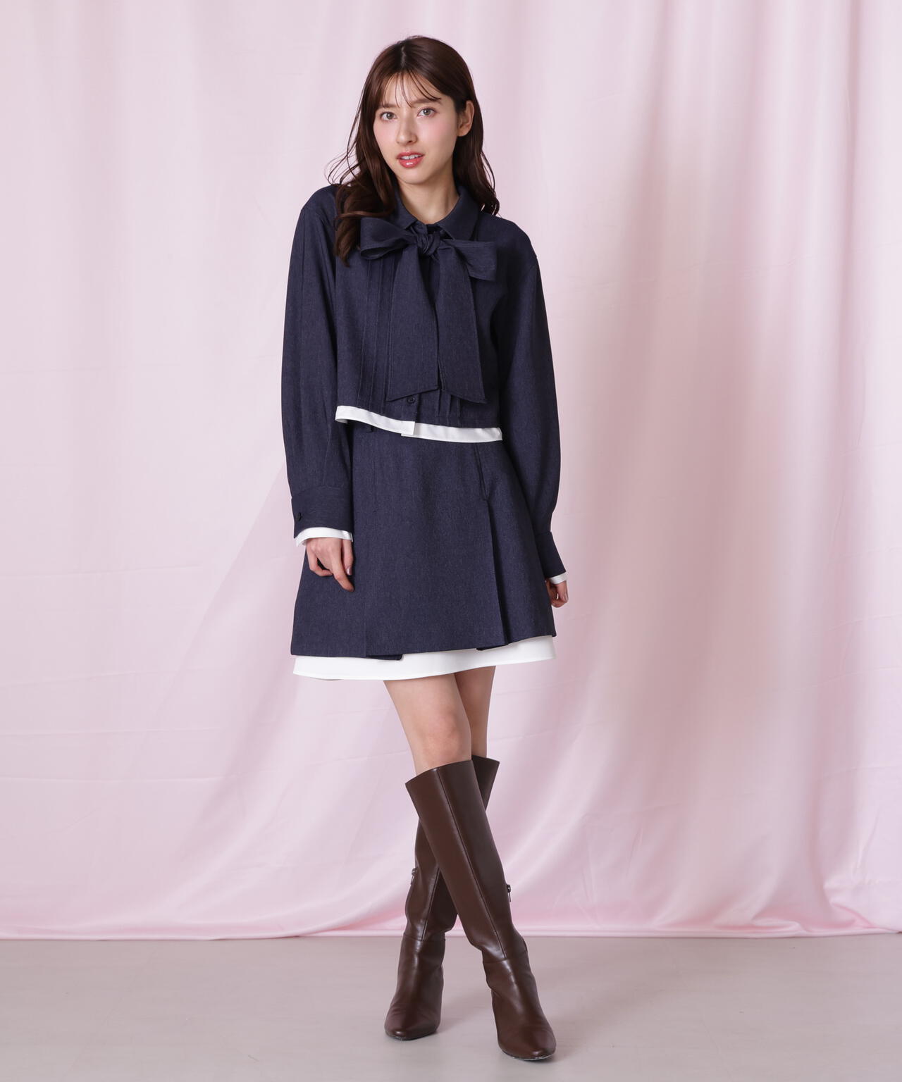 ヘムレイヤードクロップドシャツ