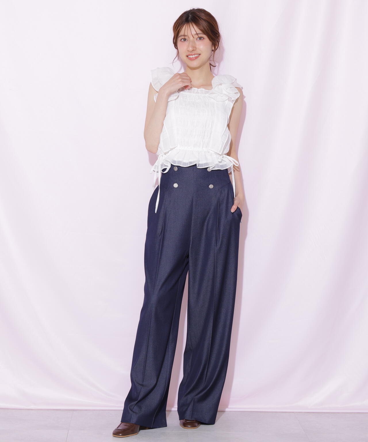 ビスチェディテールワイドパンツ