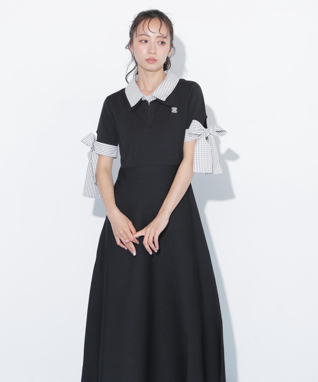 ダブルカラーニットワンピース