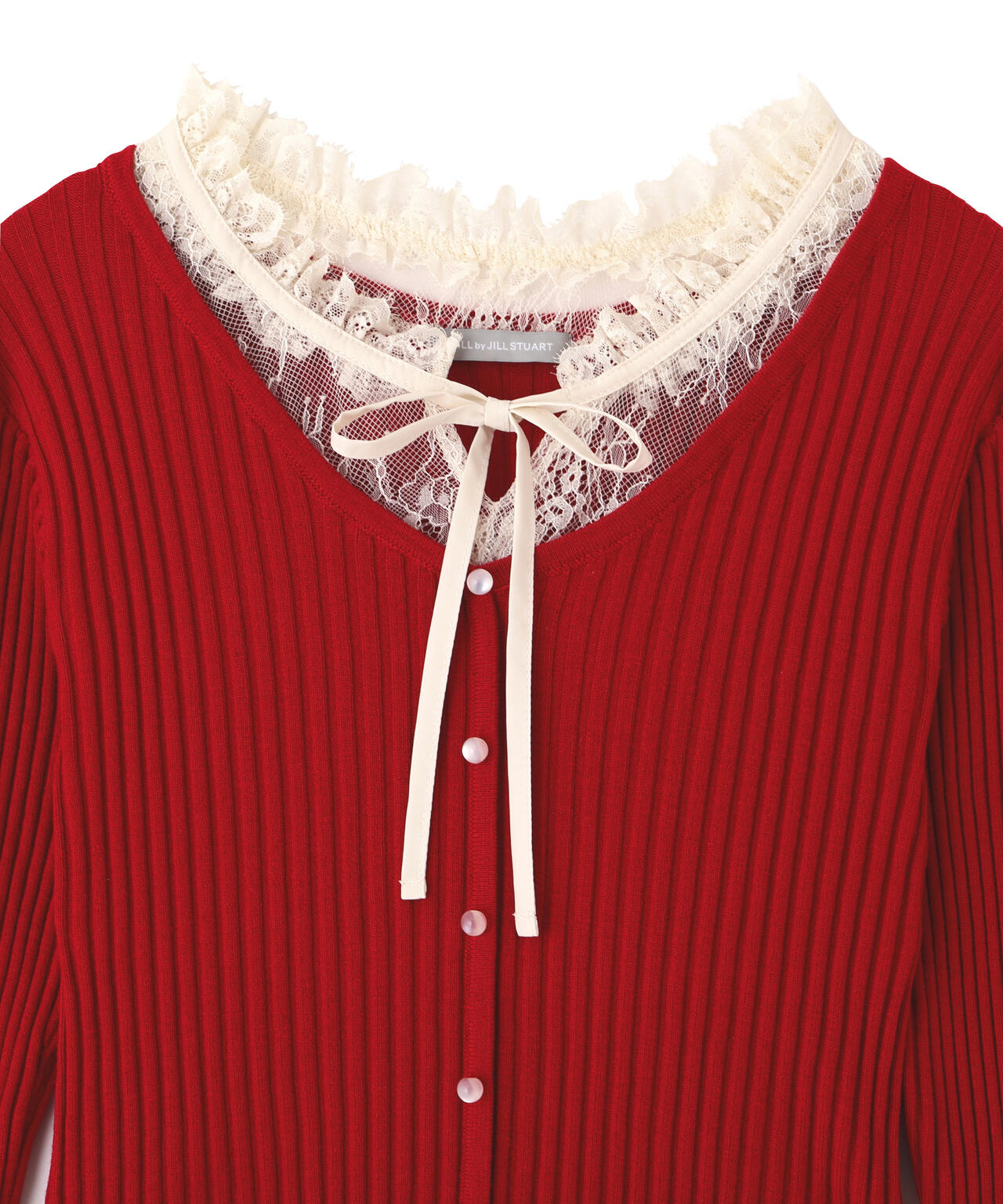 レースレイヤードリブニット