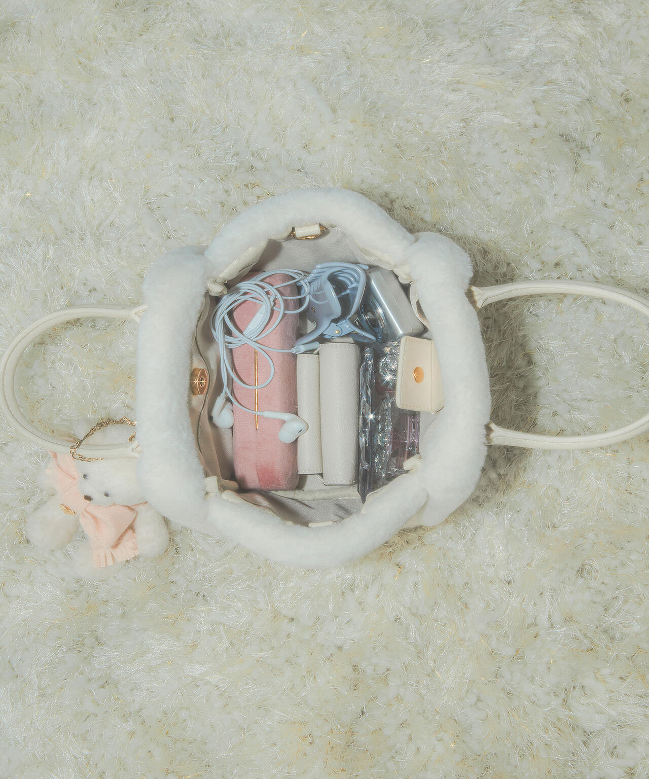 フェイクファートリムミニバッグ