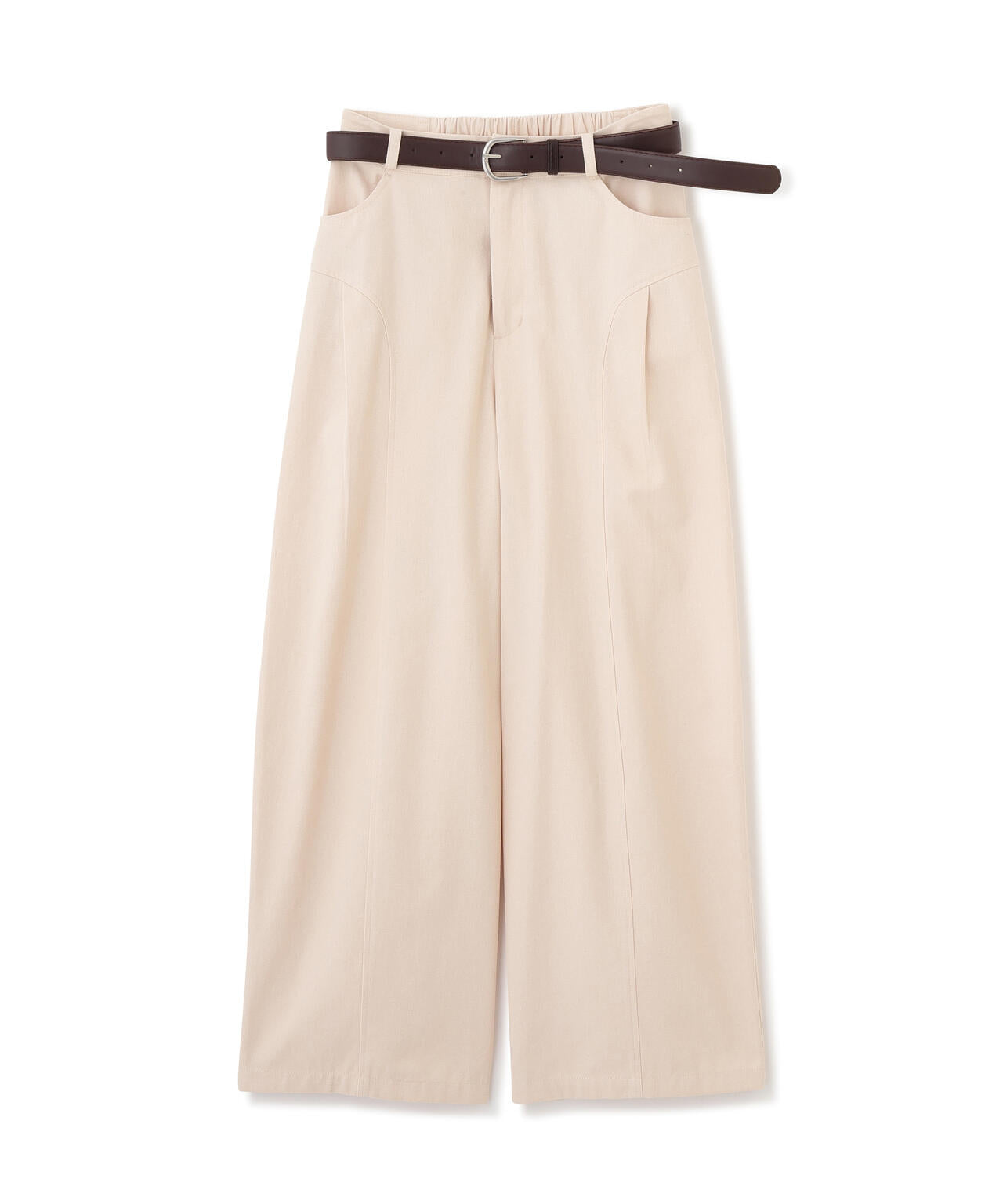ベルト付きワイドタックパンツ