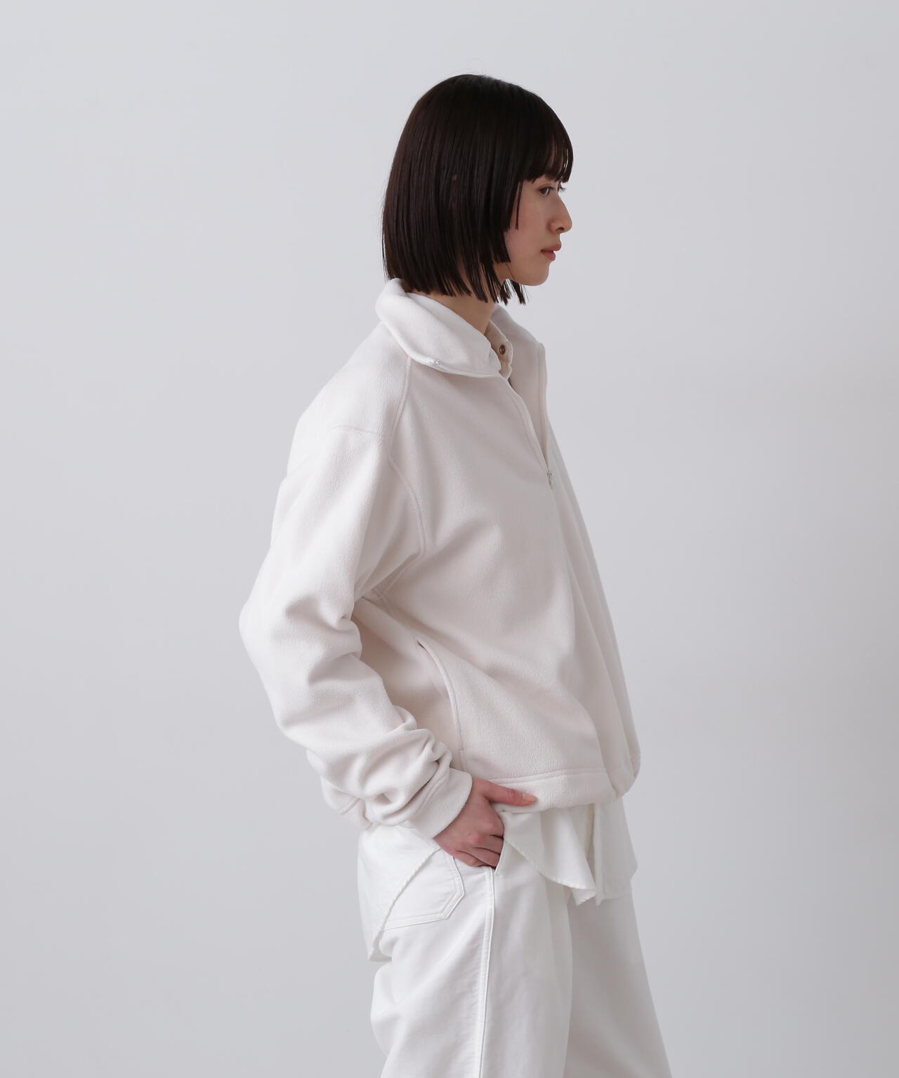 Y / RECYCLE POLYESTER FLEECE HALF ZIP PULL OVER