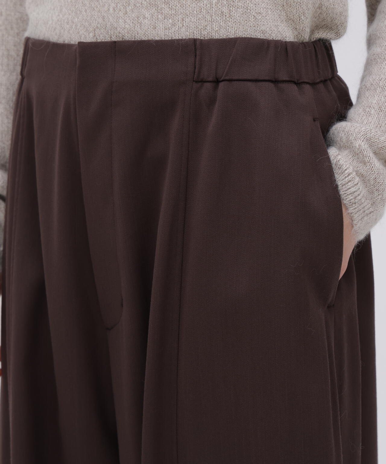 ATON / WOOL SATIN STRETCH EASY PANTS