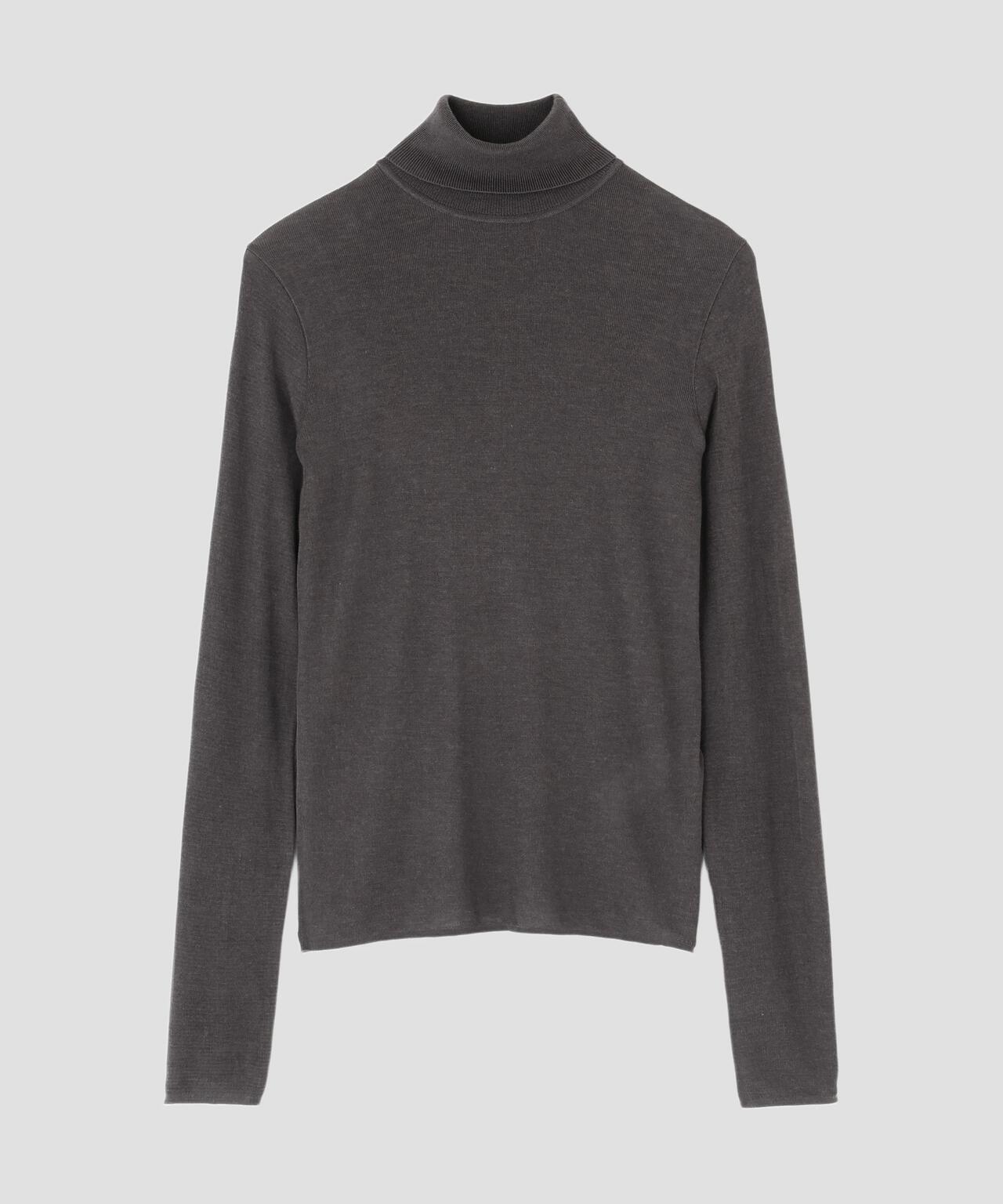 ATON / TENCEL SILK CIRCULER RIB TURTLENECK SWEATER