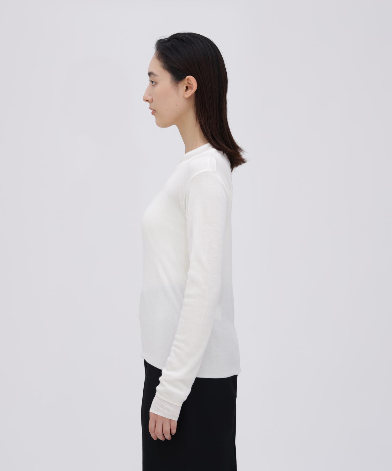 ATON / TENCEL SILK CIRCULER RIB CREW&CREW LAYERED