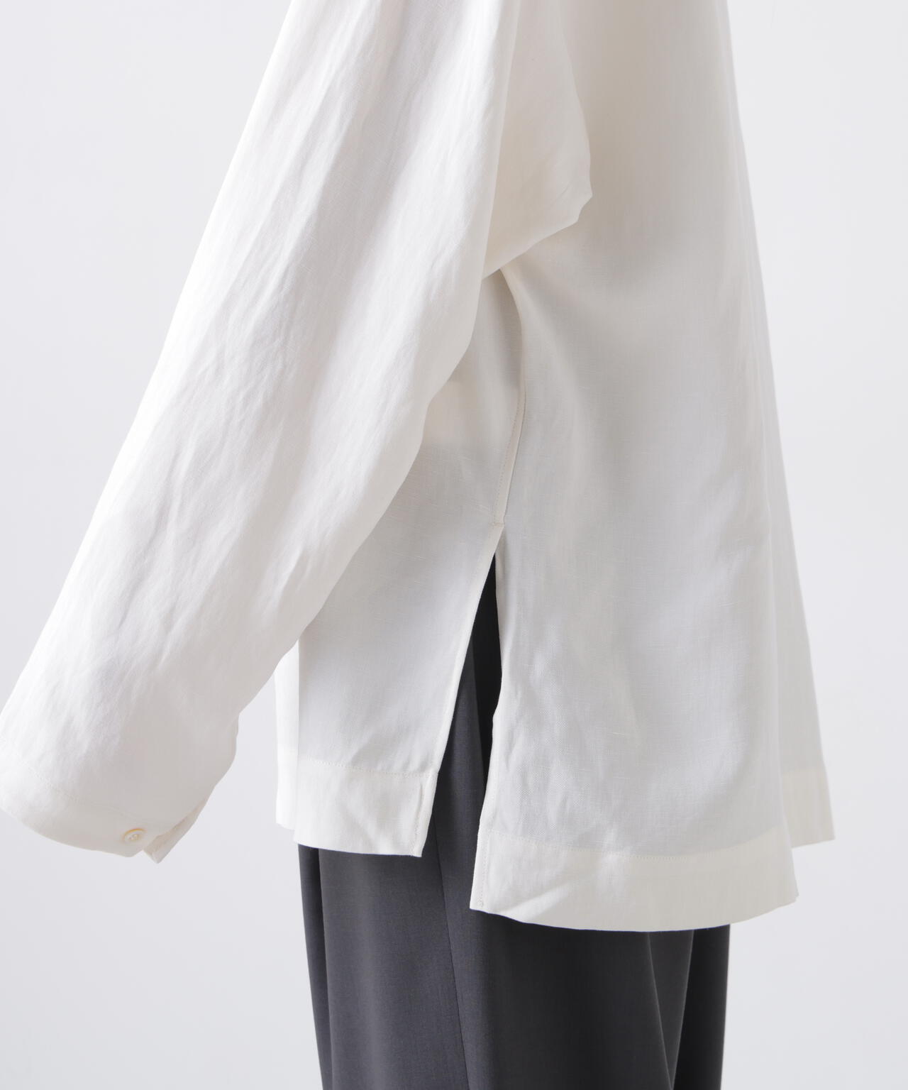 STUDIO NICHOLSON / VINTAGE SOFT LINEN UNISEX GRANDAD COLLAR SHIRT