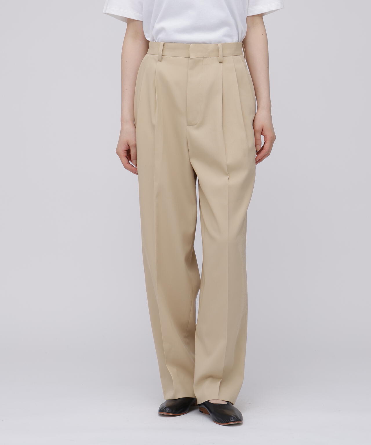 YLEVE / HIGH TWISTED COTTON GABA TROUSERS