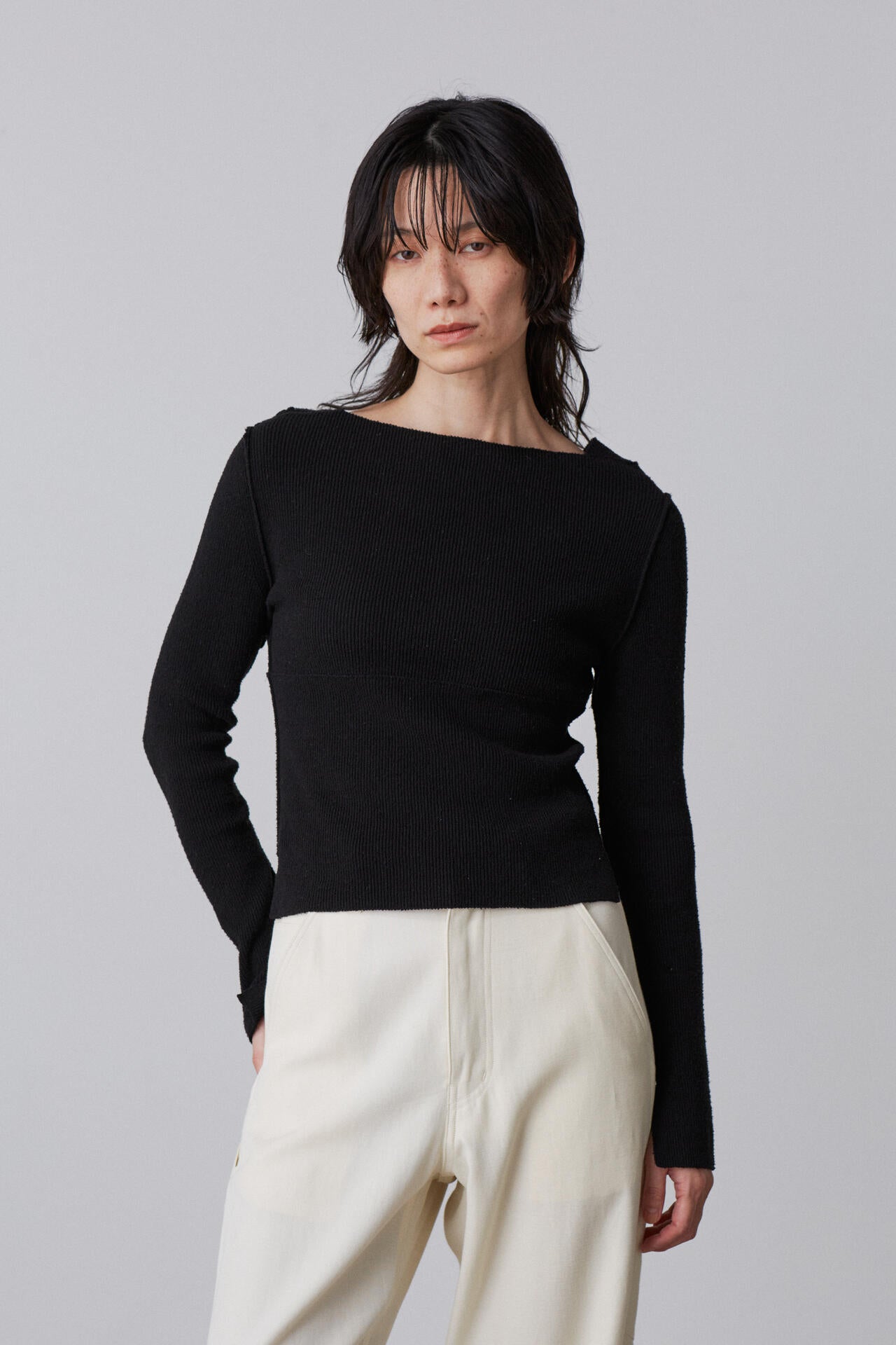 YLEVE / RAW SILK NEP KNIT PULL OVER