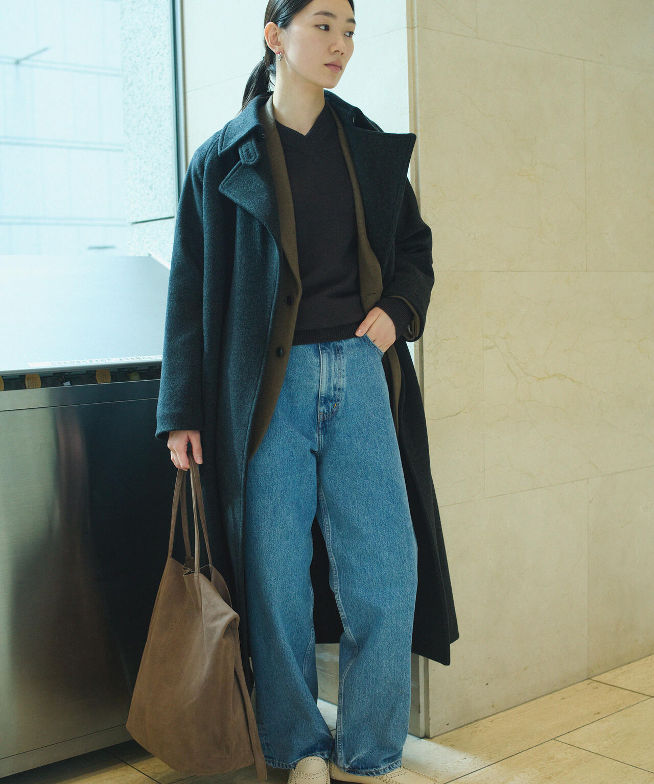 YLEVE / SUPER120'S WOOL SHARM BEAVER COAT