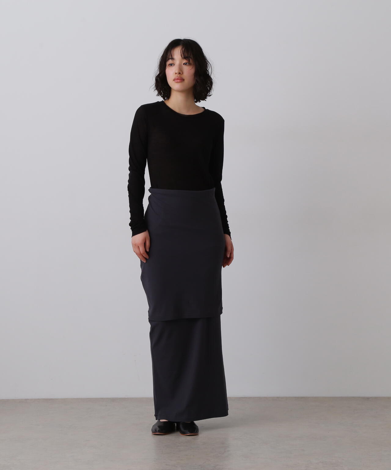 YLEVE / 80/2 HIGH-TWISTED GAUZE BARE JERSEY ONE PIECE SKIRT