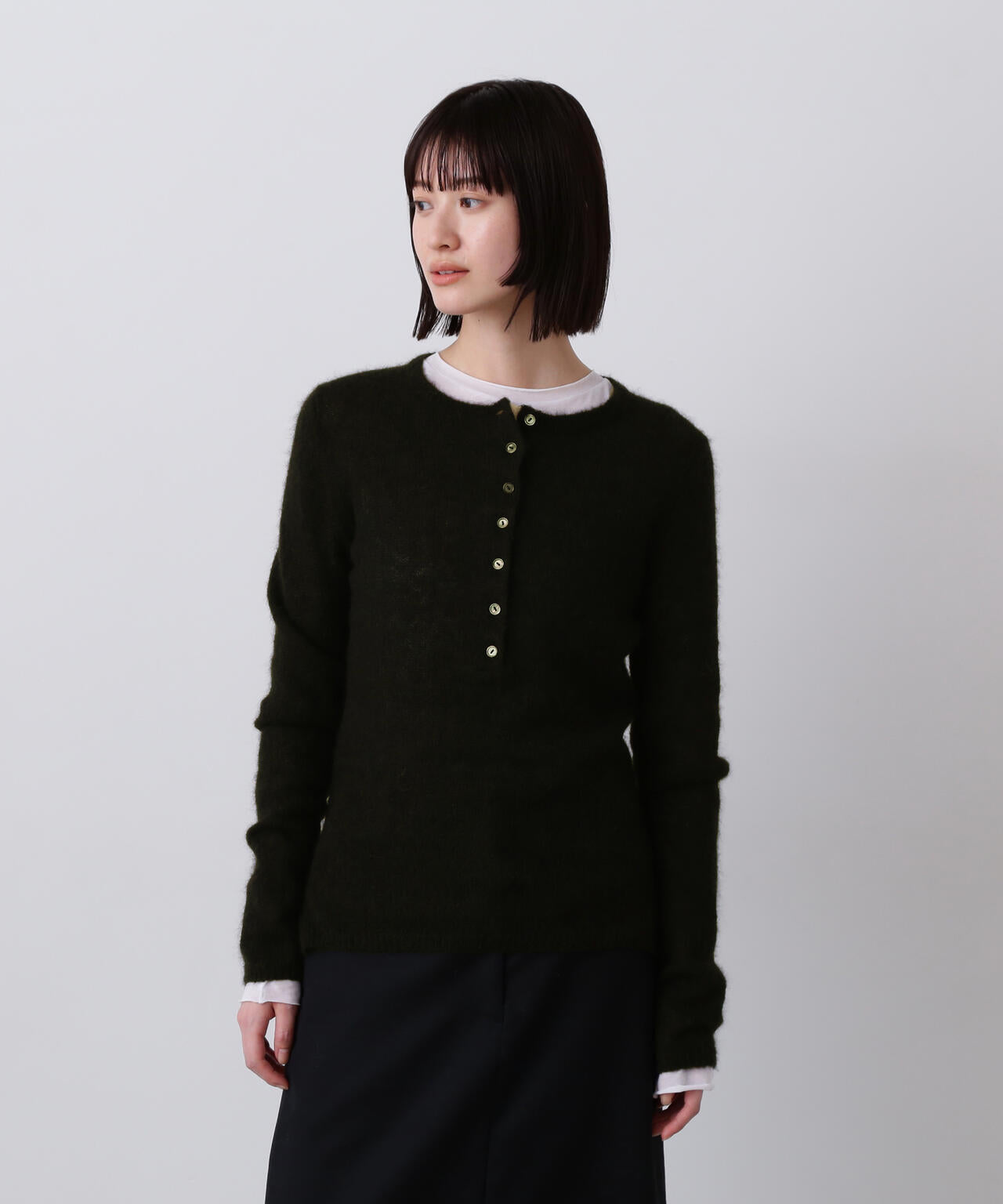 YLEVE / FAIRY ALPACA KNIT HENLY NECK