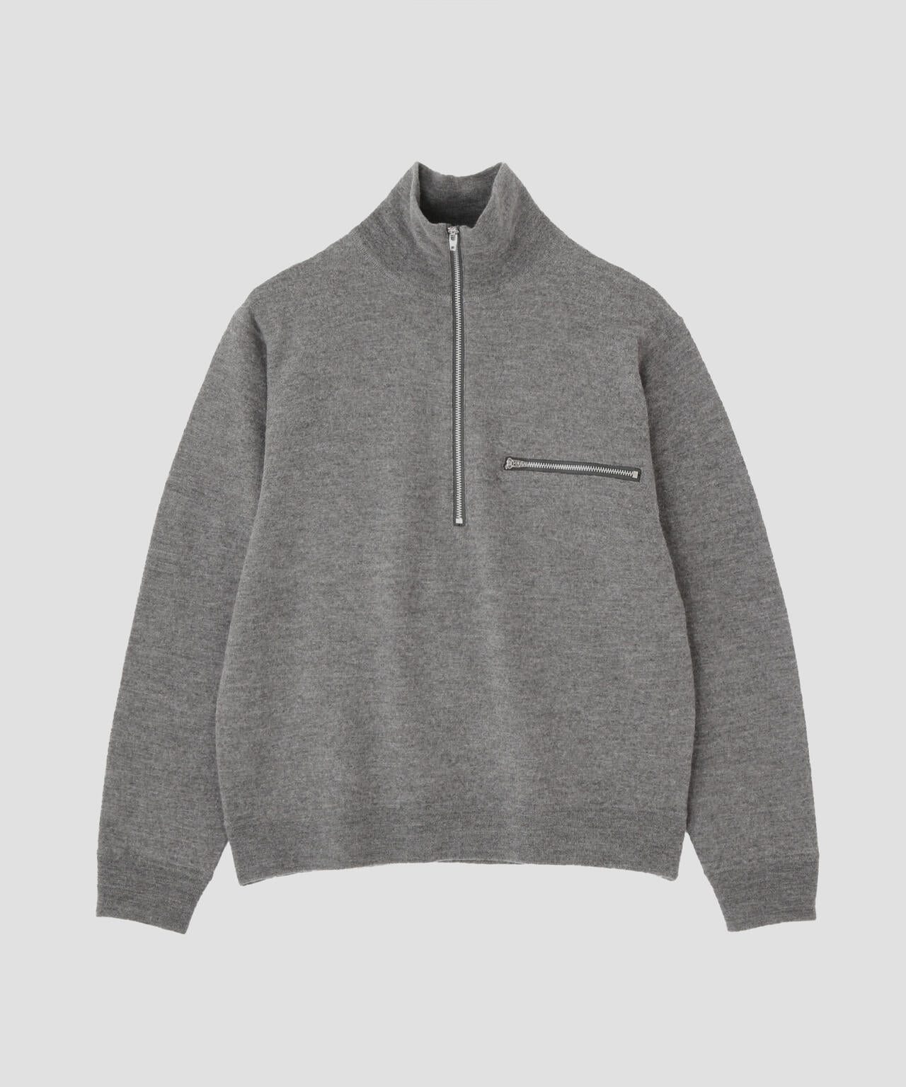 YLEVE / ULTRAFINE MERINO MILLED WOOL KNIT HALF ZIP PULL OVER