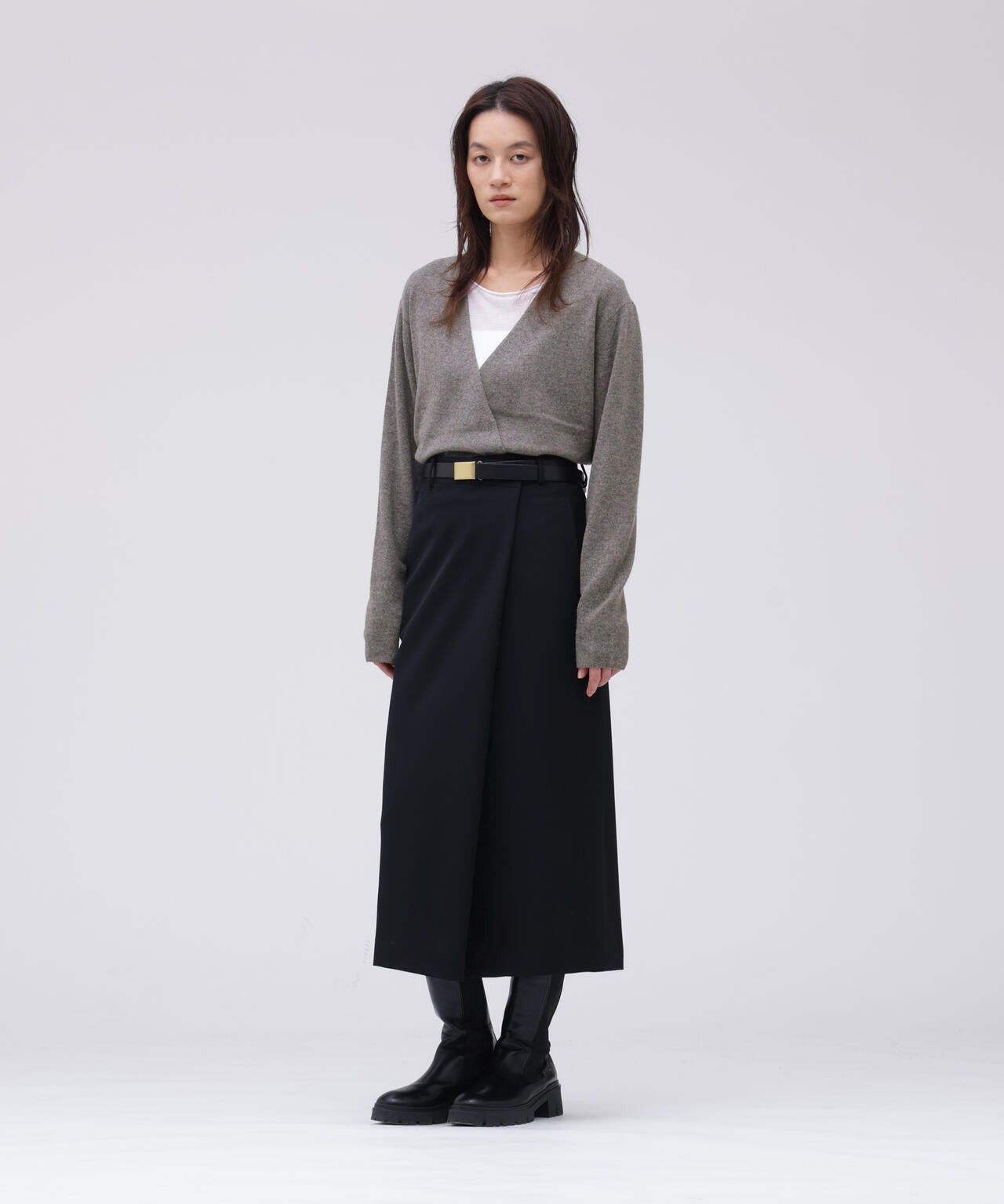 YLEVE / CASHMERE KNIT WRAP CARDIGAN