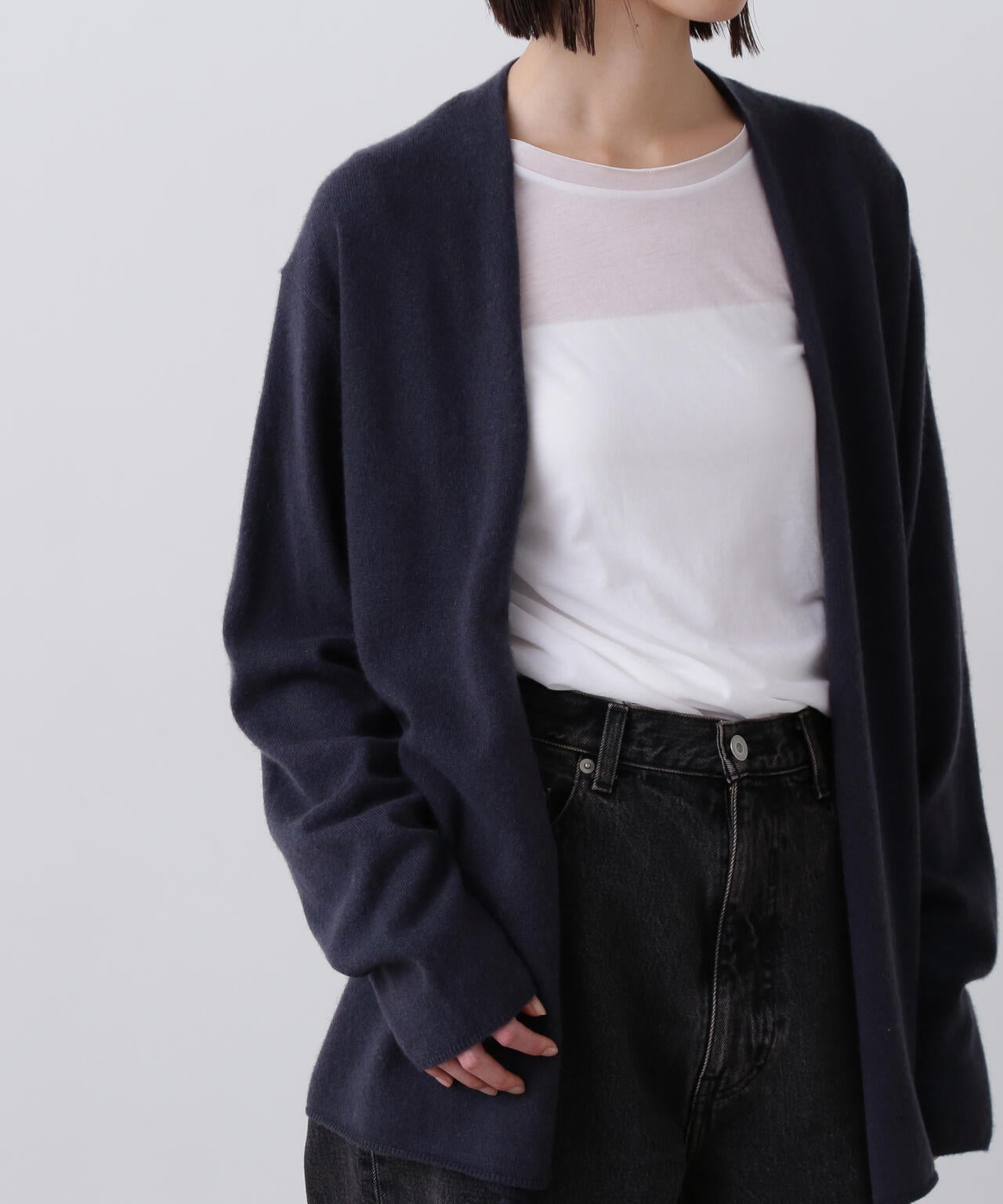YLEVE / CASHMERE KNIT WRAP CARDIGAN