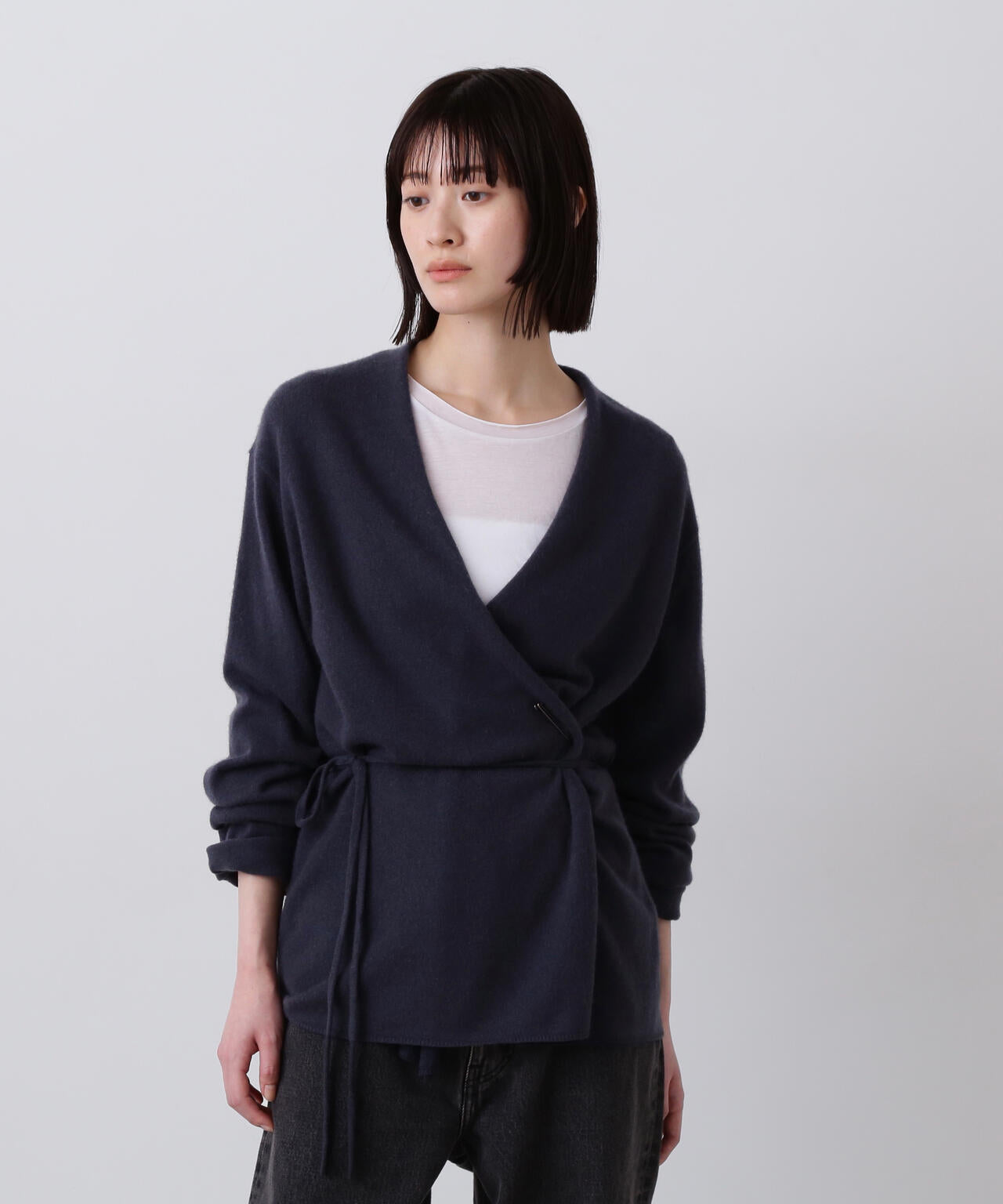 YLEVE / CASHMERE KNIT WRAP CARDIGAN