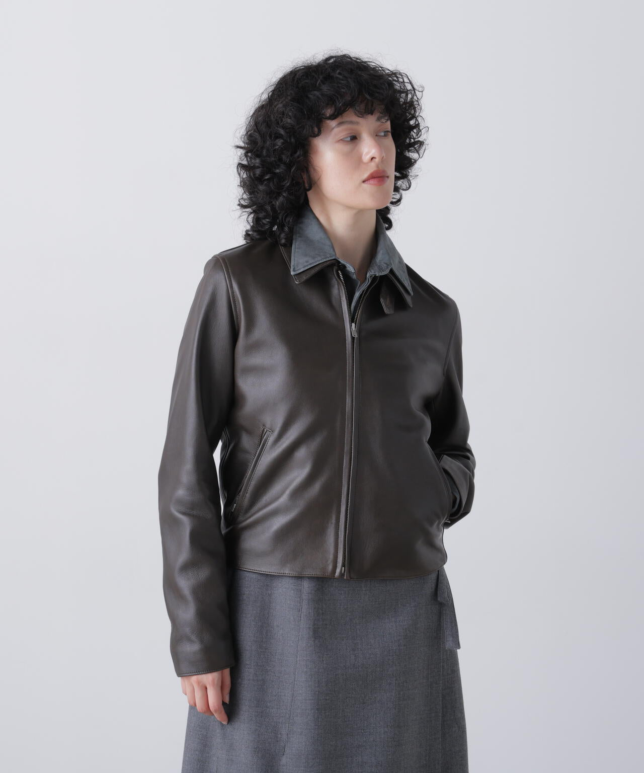 YLEVE / SHEEP AVIATOR LEATHER JACKET