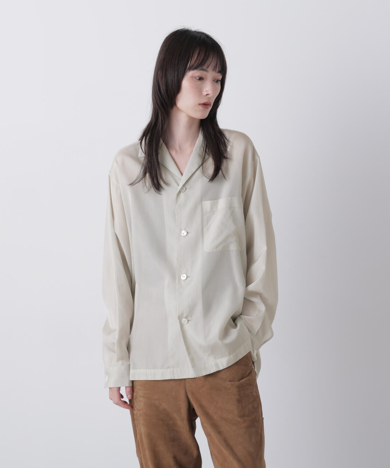 YLEVE / ACETATE CUPRO STRIPE PJ SHIRT