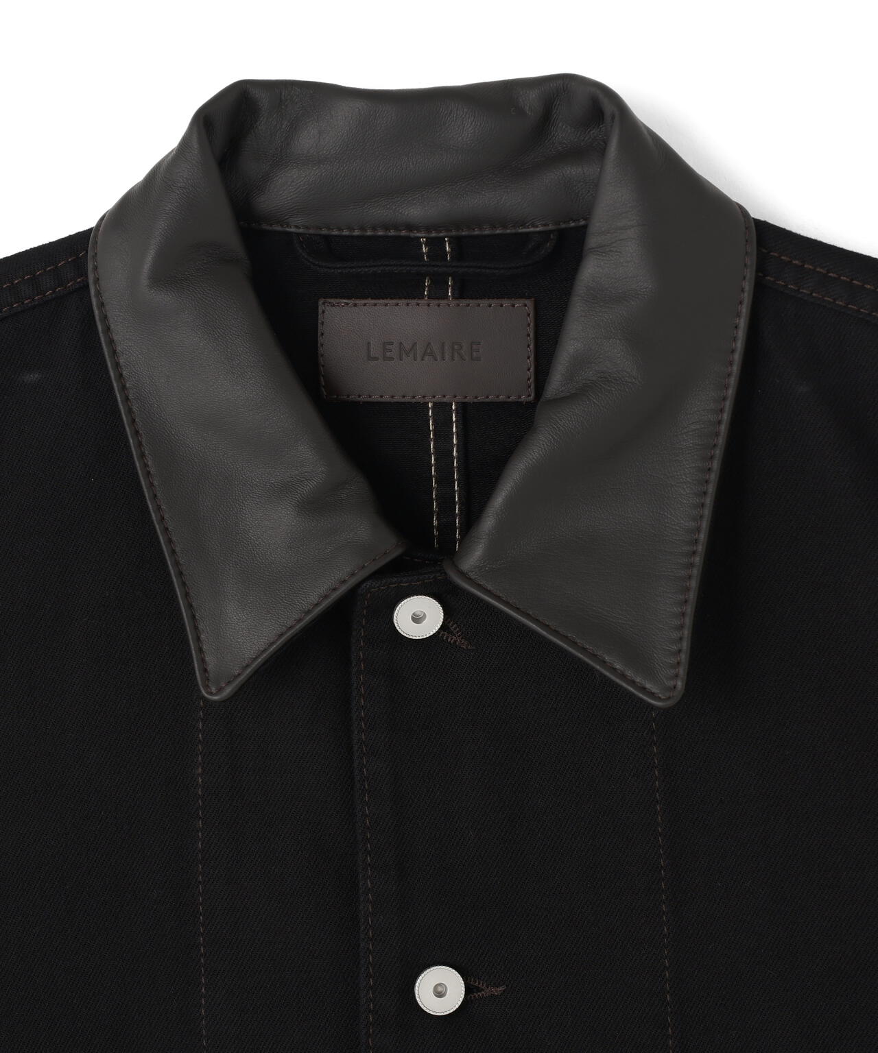 LEMAIRE / WORKWEAR OVERSHIRT WITH LEATHER COLLAR