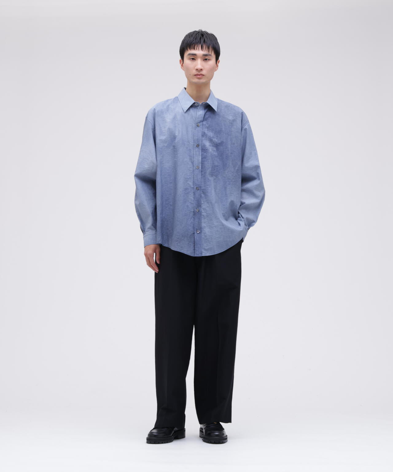 blurhms / SILK WOOL COTTON TWO-TUCK SLACKS