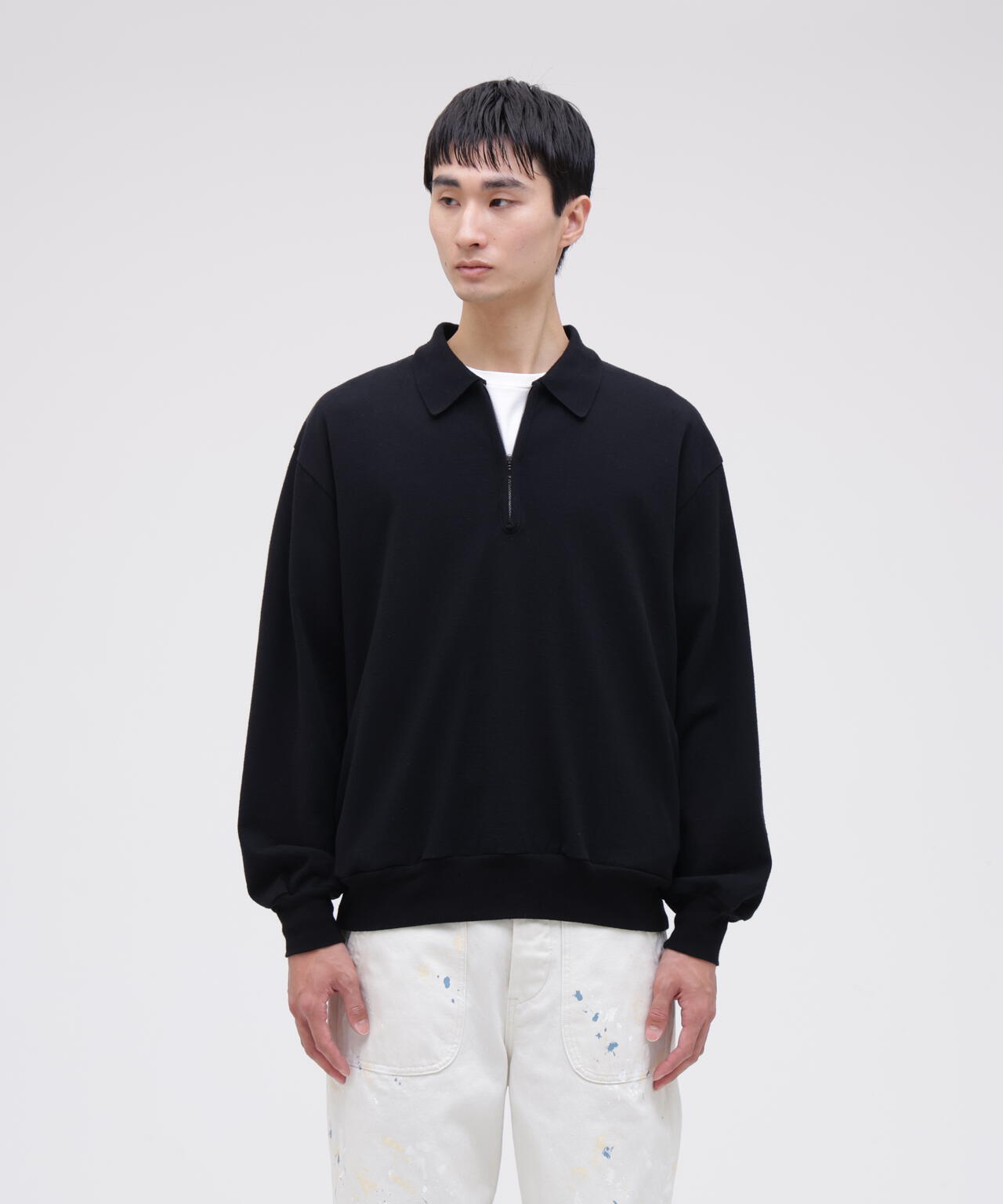 blurhms / COTTON SILK NEP HARF-ZIP PULLOVER