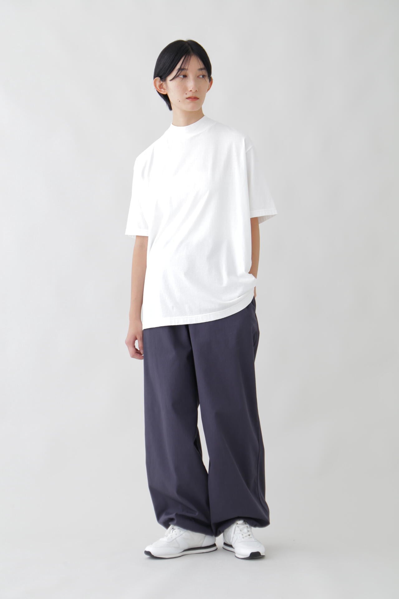Y / ORGANIC COTTON JERSEY MOCK NECK S/S T