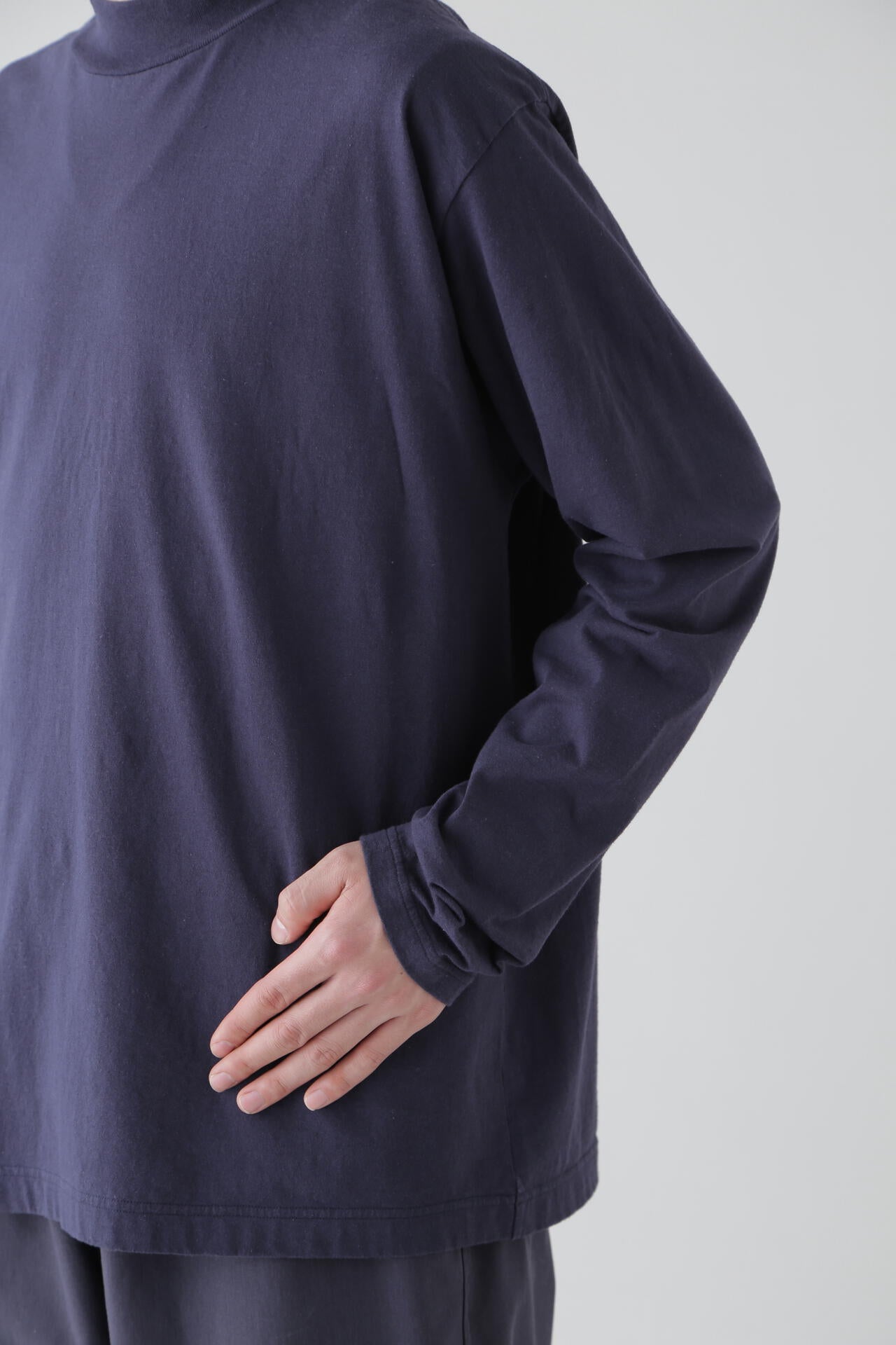 Y / ORGANIC COTTON JERSEY MOCK NECK L/S T