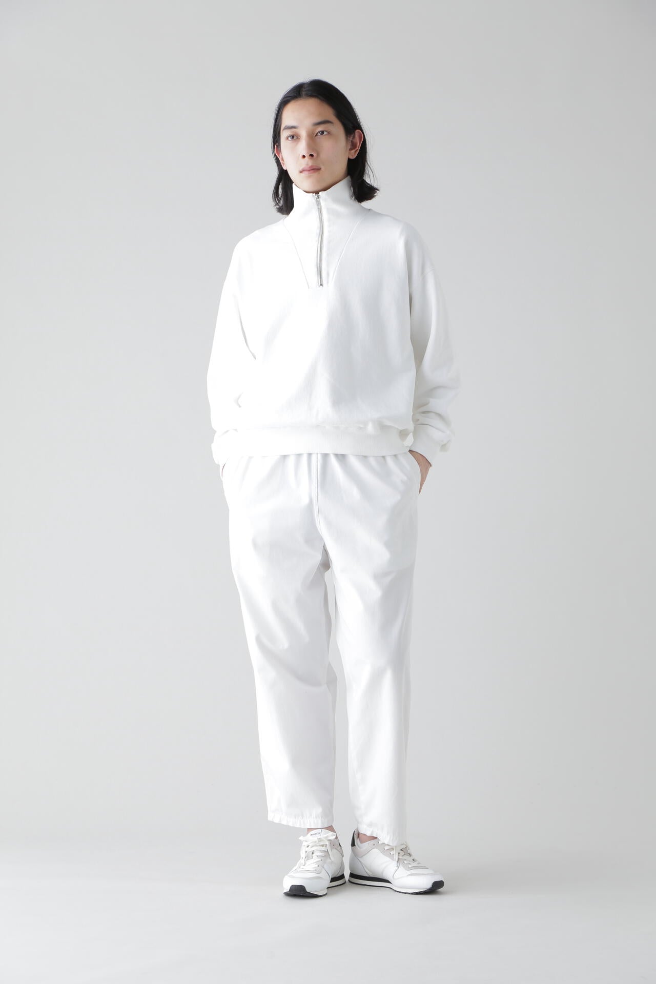 Y / ORGANIC COTTON BLEND HEAVY WEIGHT FLEECE HALF ZIP
