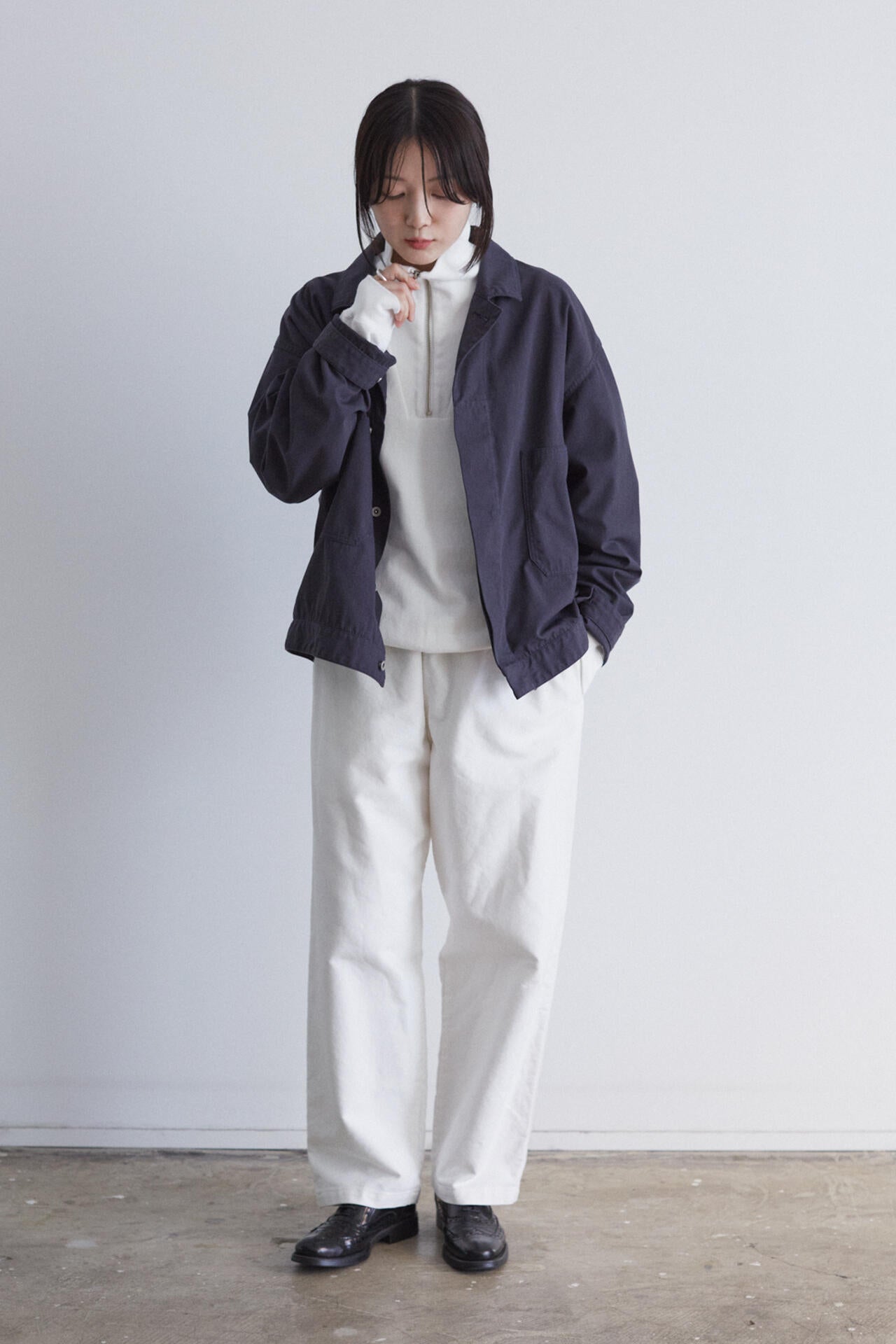 Y / ORGANIC COTTON BLEND HEAVY WEIGHT FLEECE HALF ZIP