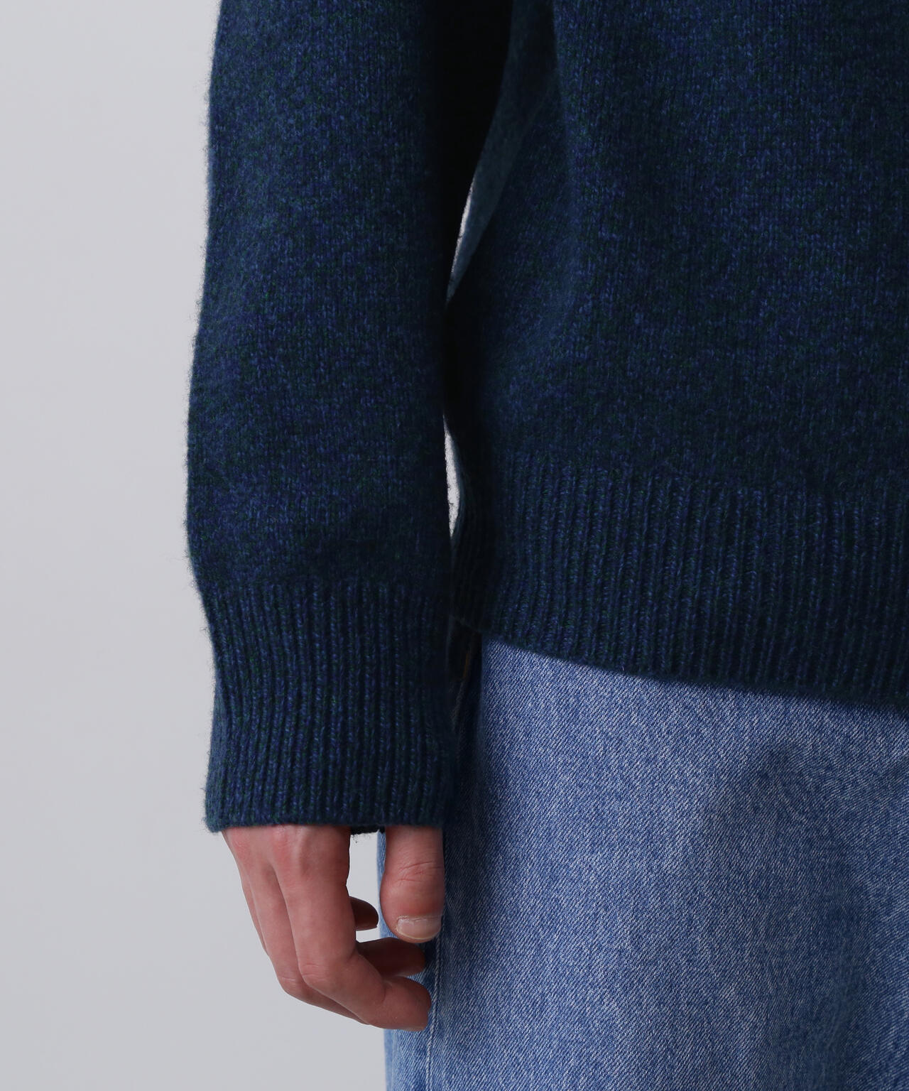 YLEVE / WOOL CASHMERE MELANGE KNIT HALF ZIP PULL OVER