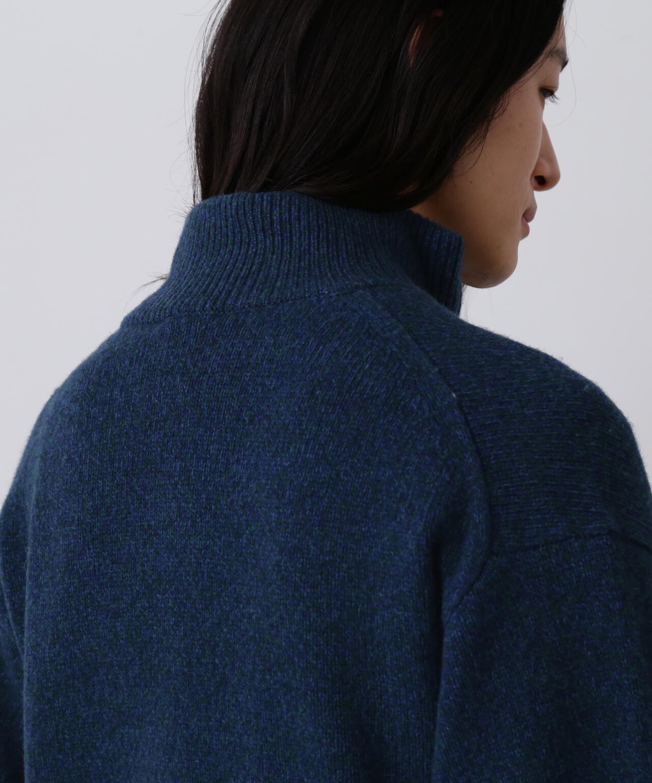YLEVE / WOOL CASHMERE MELANGE KNIT HALF ZIP PULL OVER