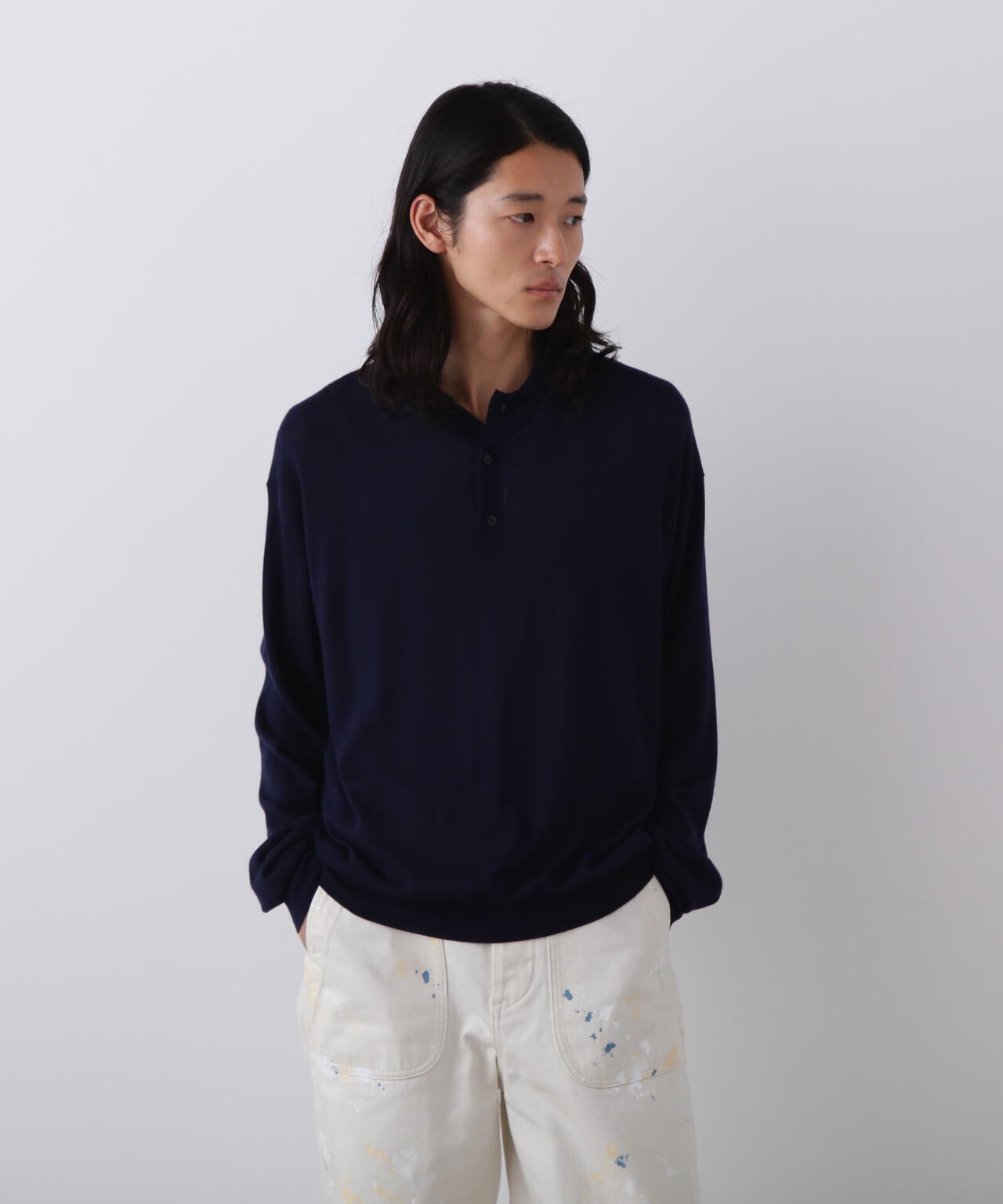 YLEVE / WOOL SILK CASHMERE KNIT POLO