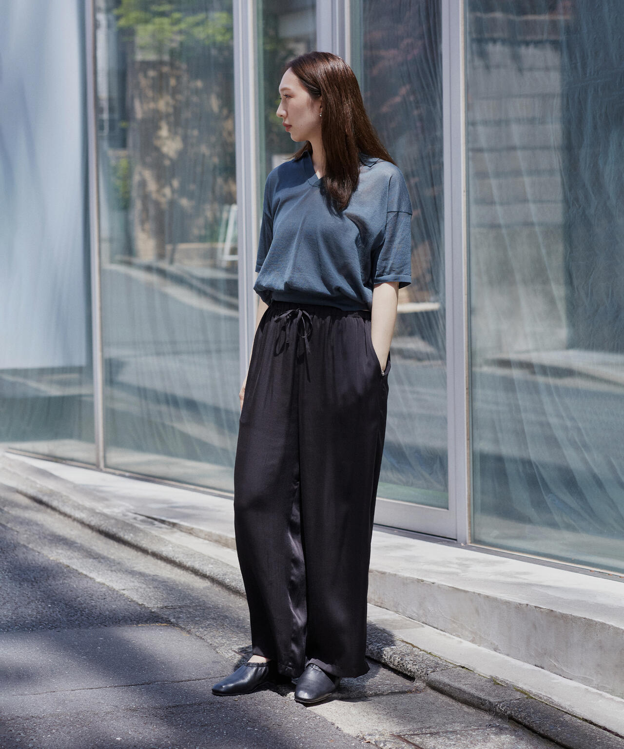 THE LIBRARY / SATIN EASY TROUSERS