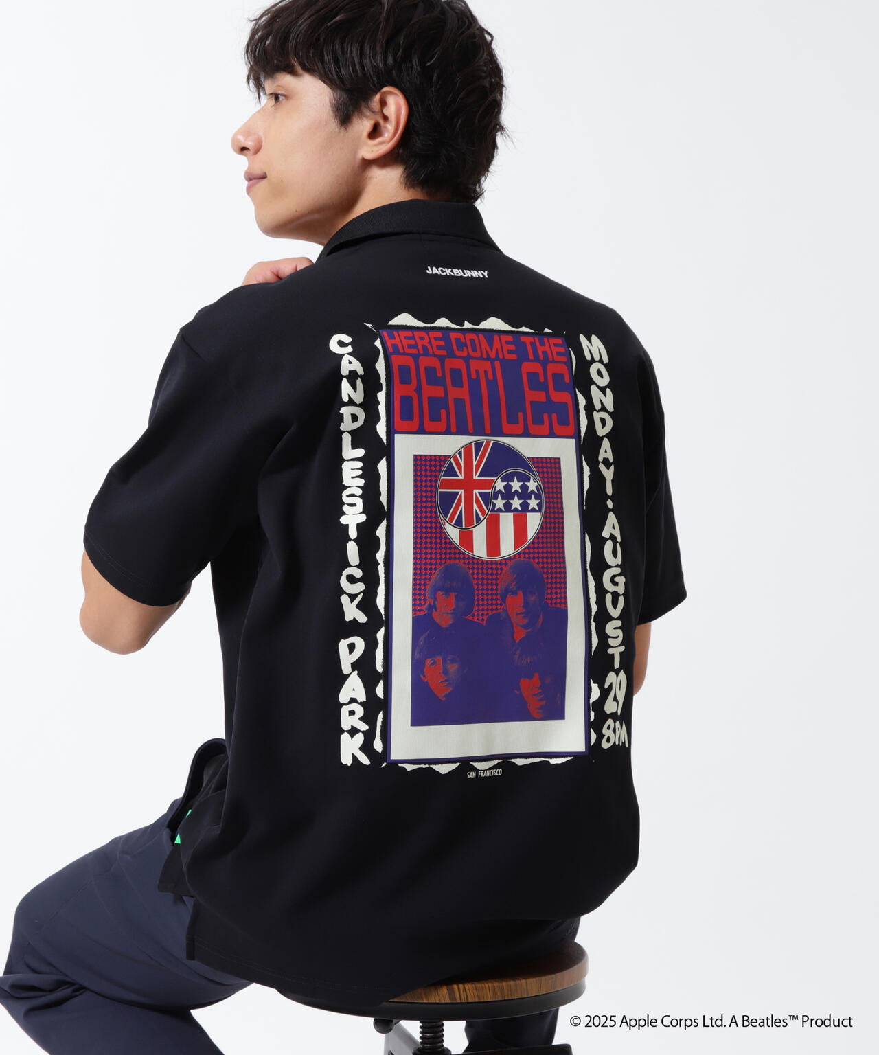 【The BEATLES ×Jack Bunny!!】メッシュ天竺半袖ポロシャツ